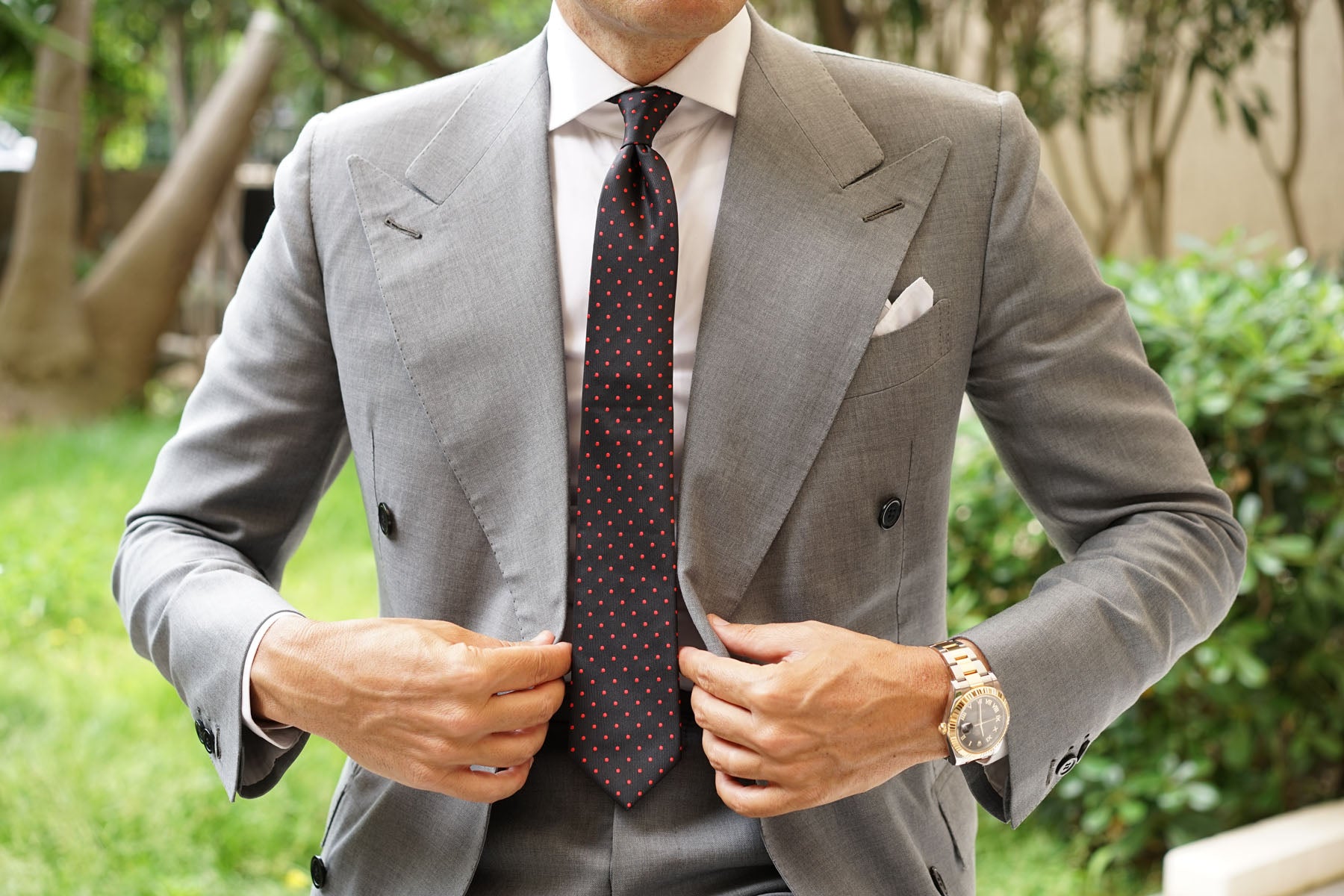 Black with Red Polka Dots Skinny Tie