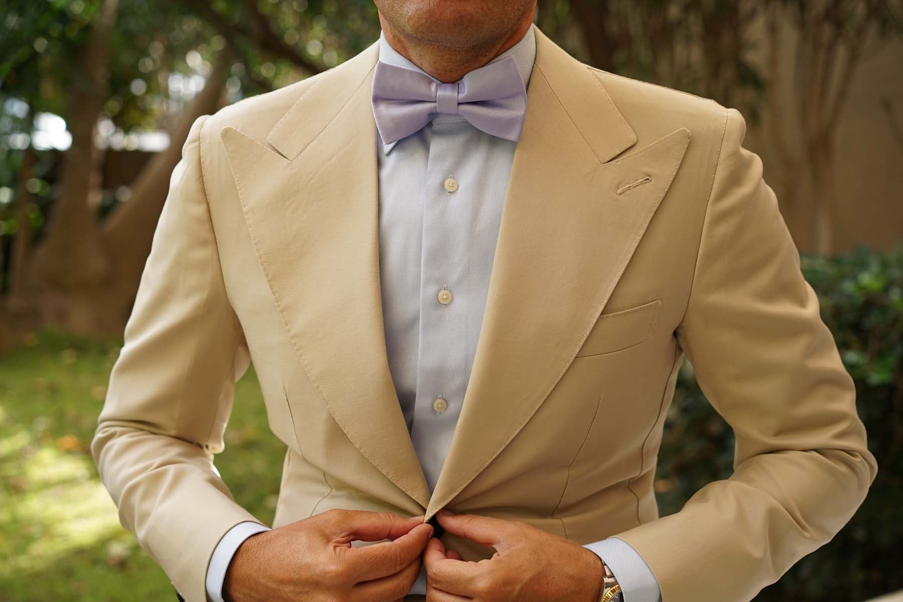 Lavender Purple Satin Bow Tie