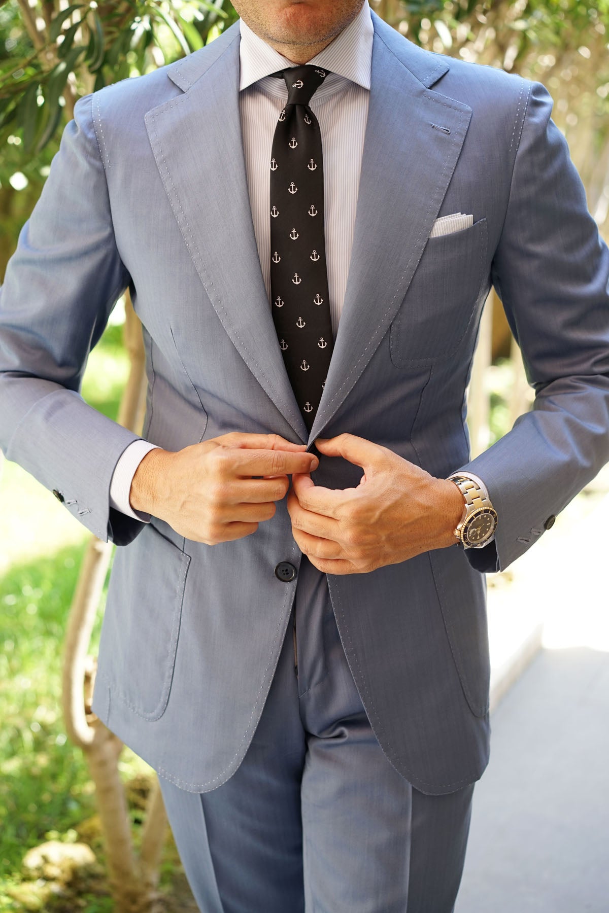 Black Anchor Skinny Tie