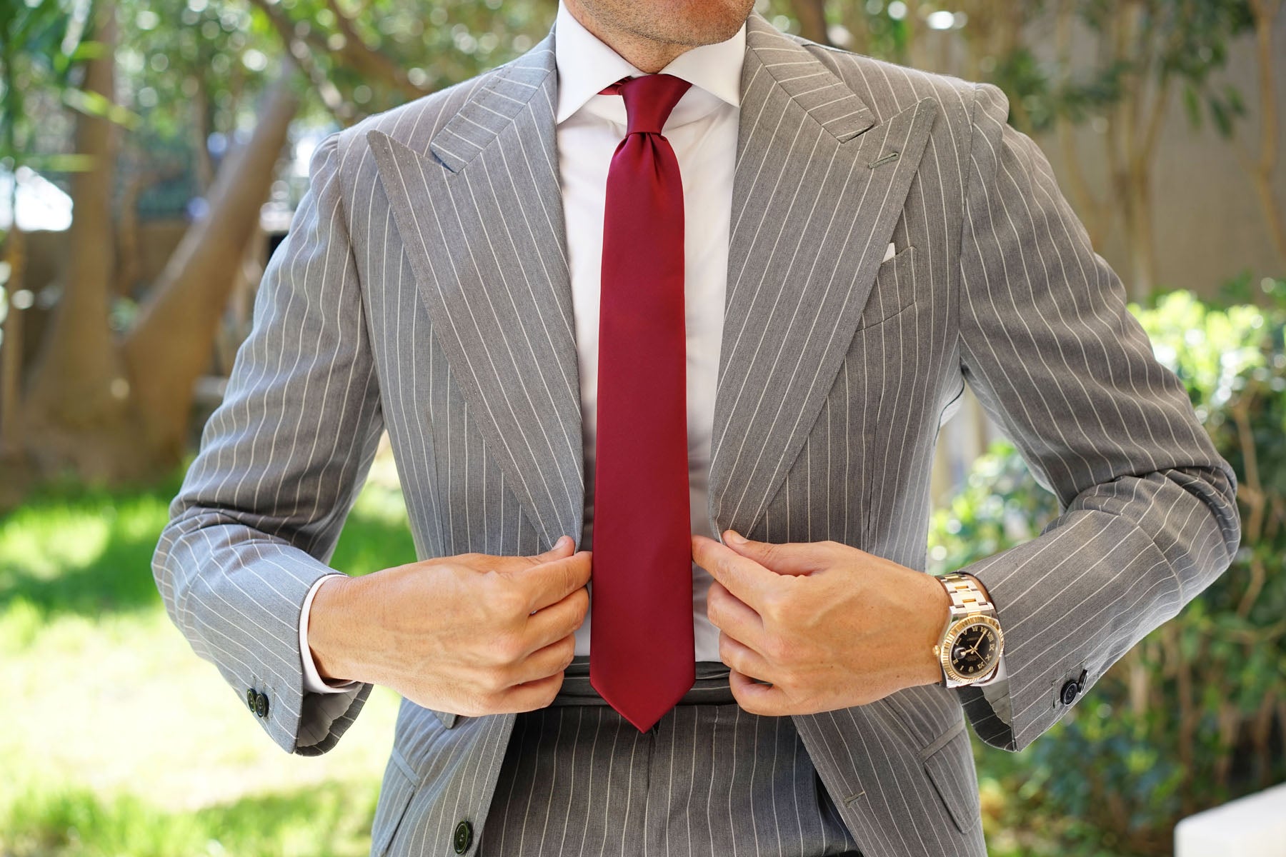 Burgundy Satin Skinny Tie