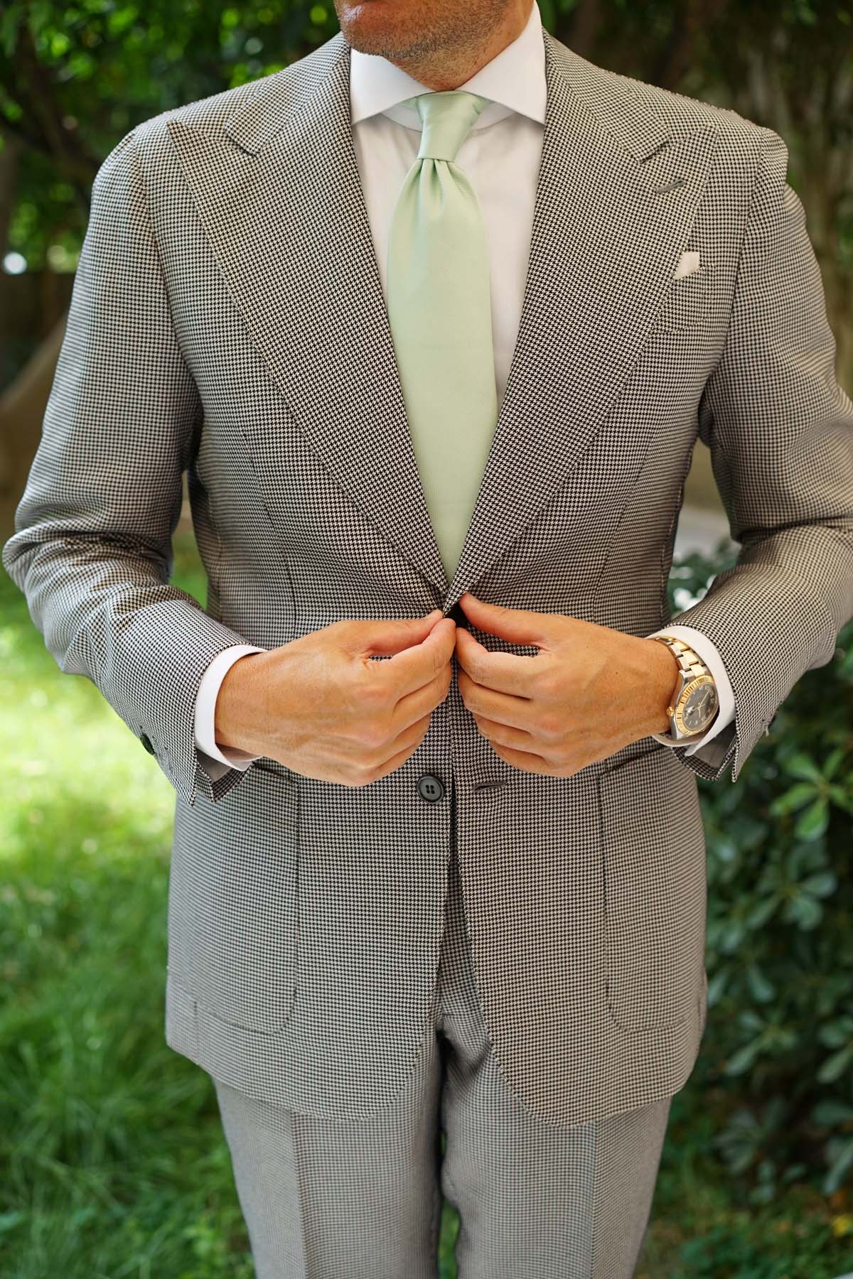 Light Sage Green Weave Necktie