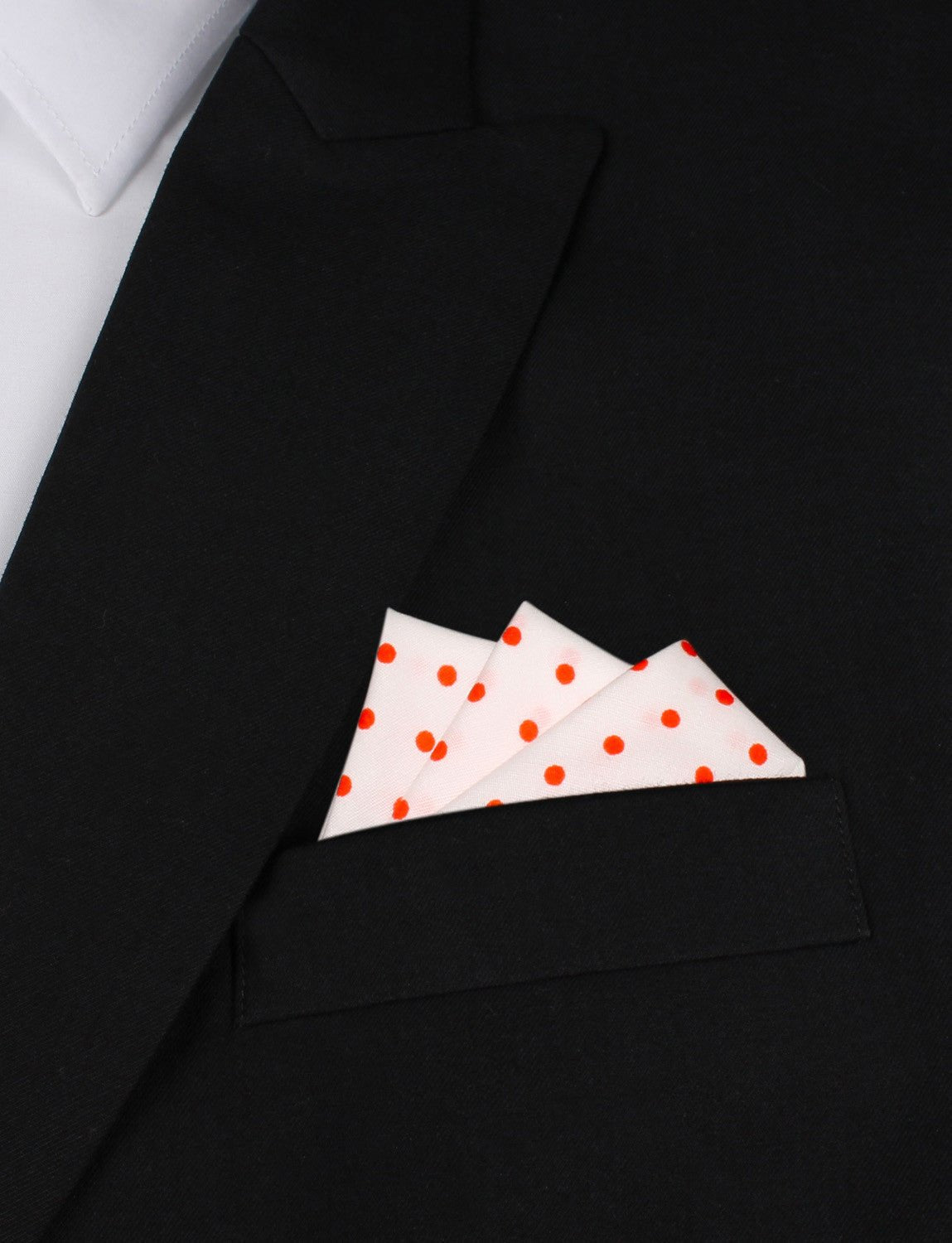 White Cotton with Red Mini Polka Dots Pocket Square