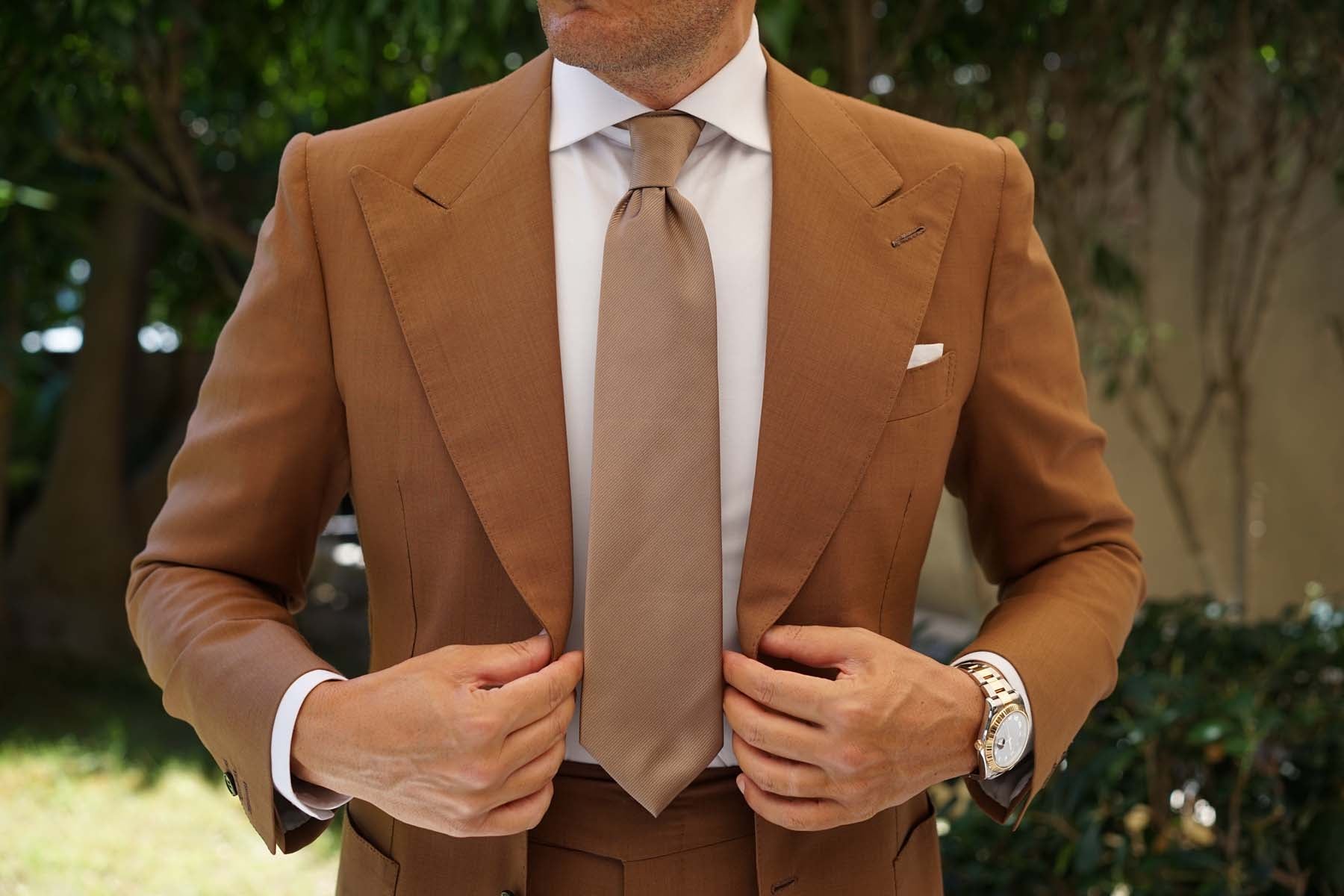 Dune Beige Brown Twill Necktie