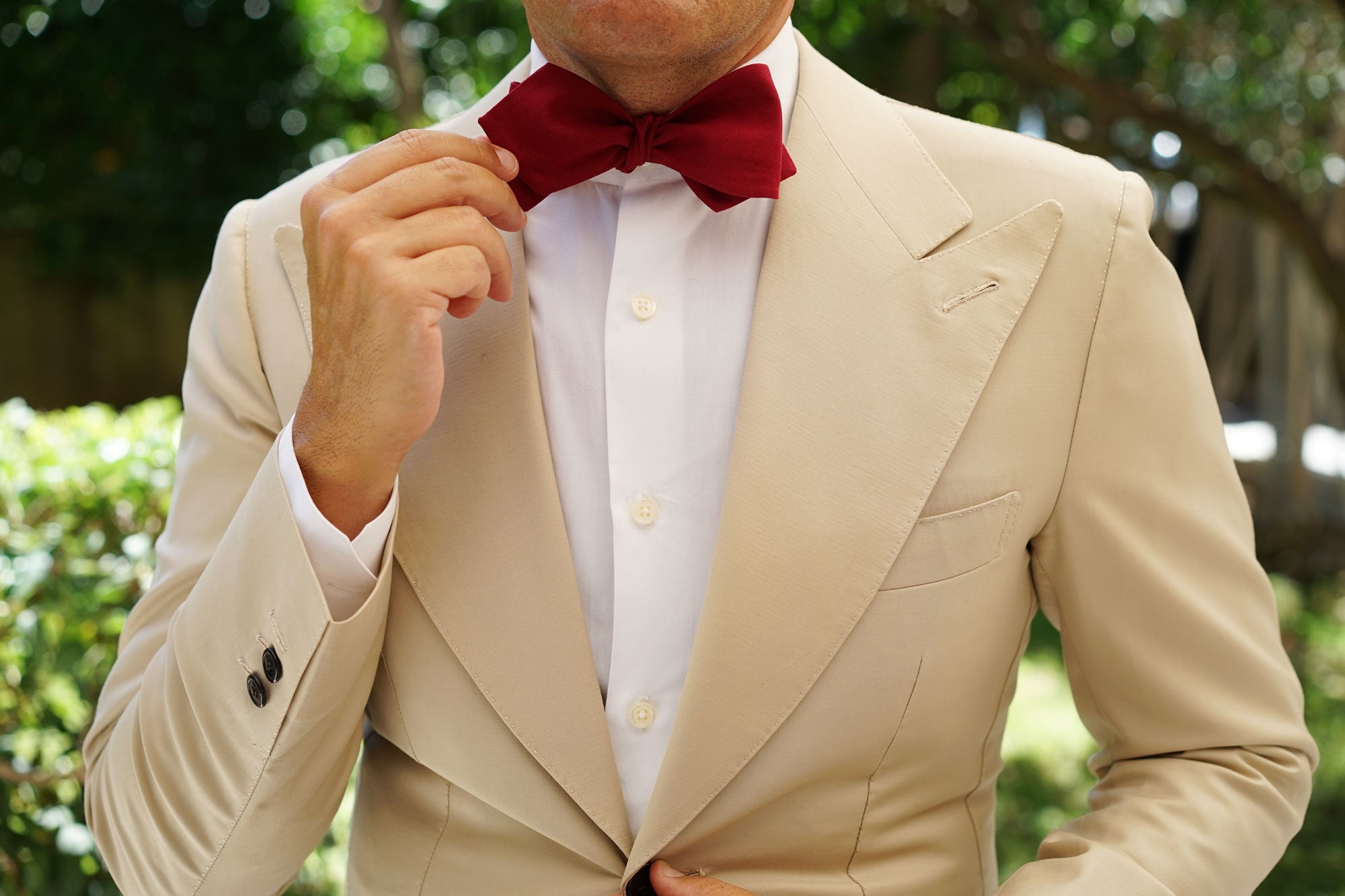 Maroon Cotton Self Tie Diamond Bow Tie