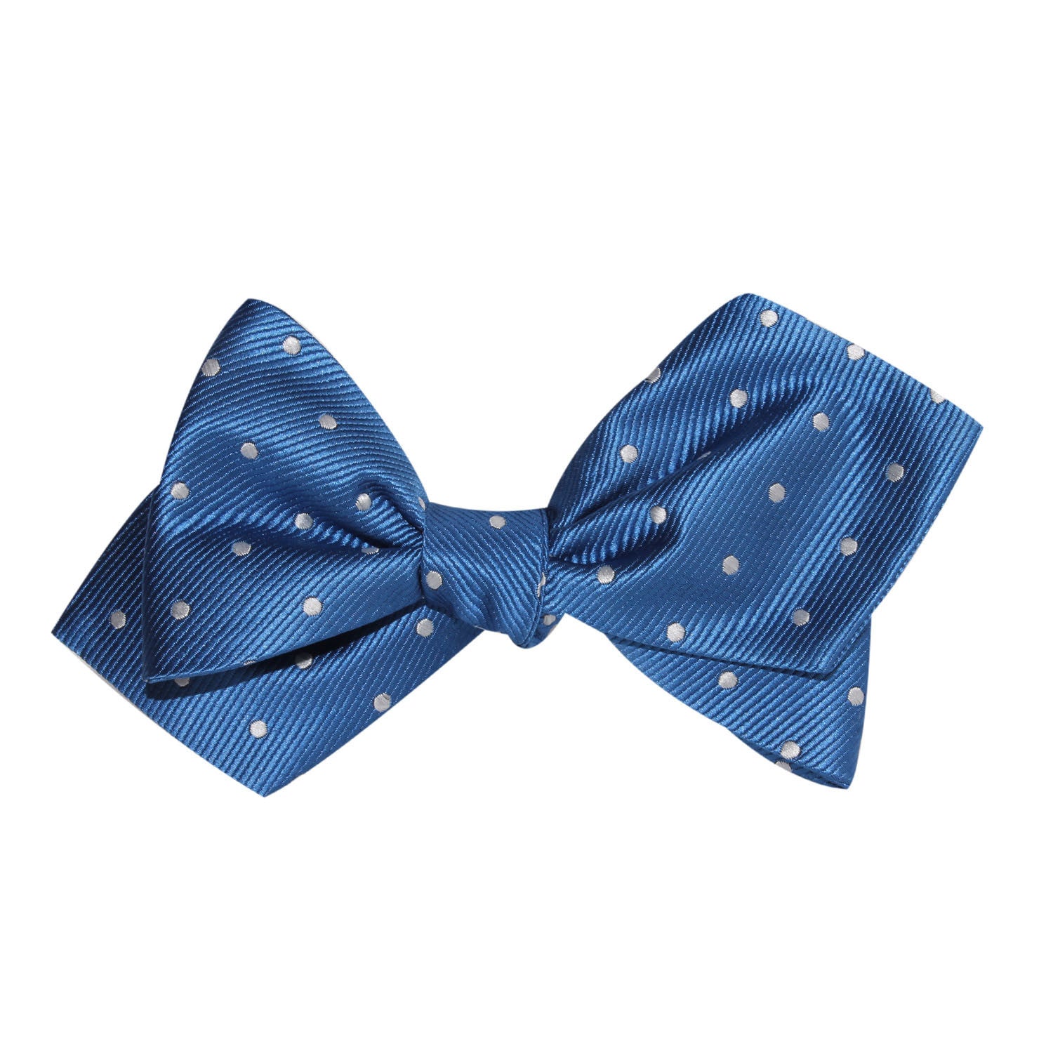 Royal Blue with White Polka Dots Self Tie Diamond Tip Bow Tie