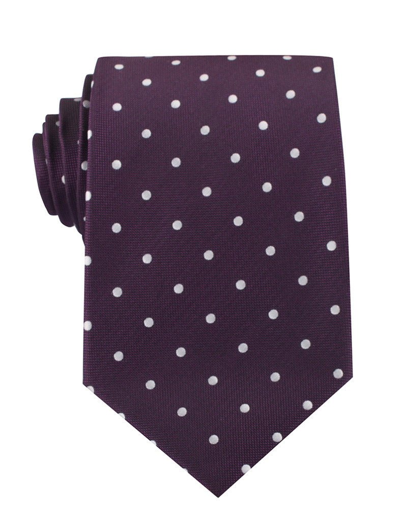 Eggplant Plum Purple with White Polka Dots Necktie