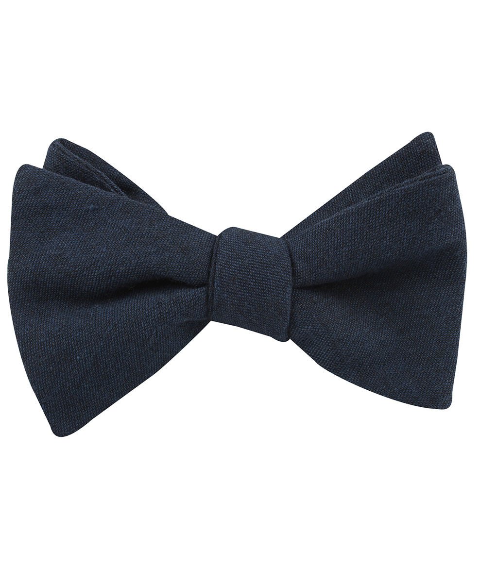 Burnt Boston Navy Blue Self Bow Tie