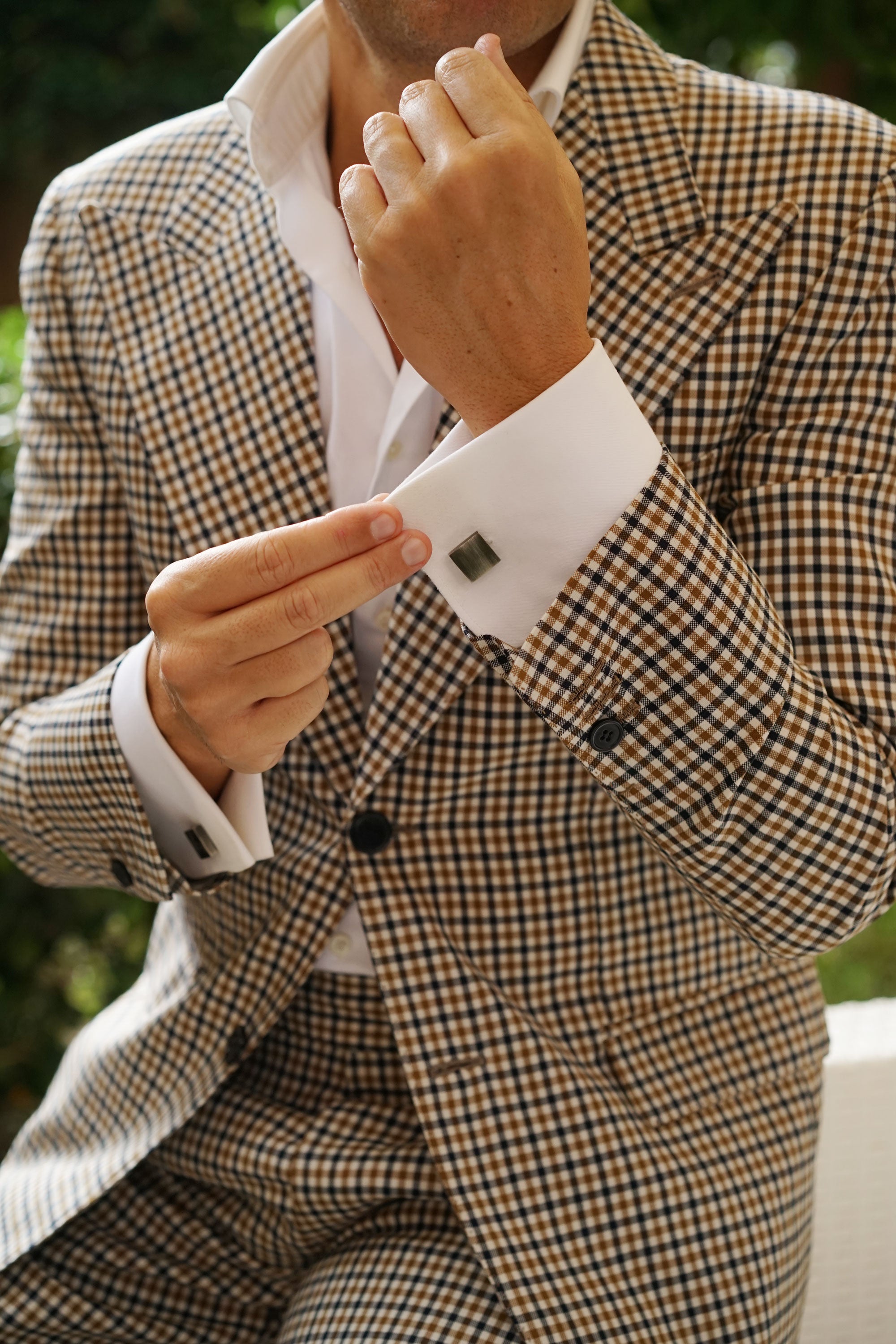 Luxor Brushed Silver Square Cufflinks