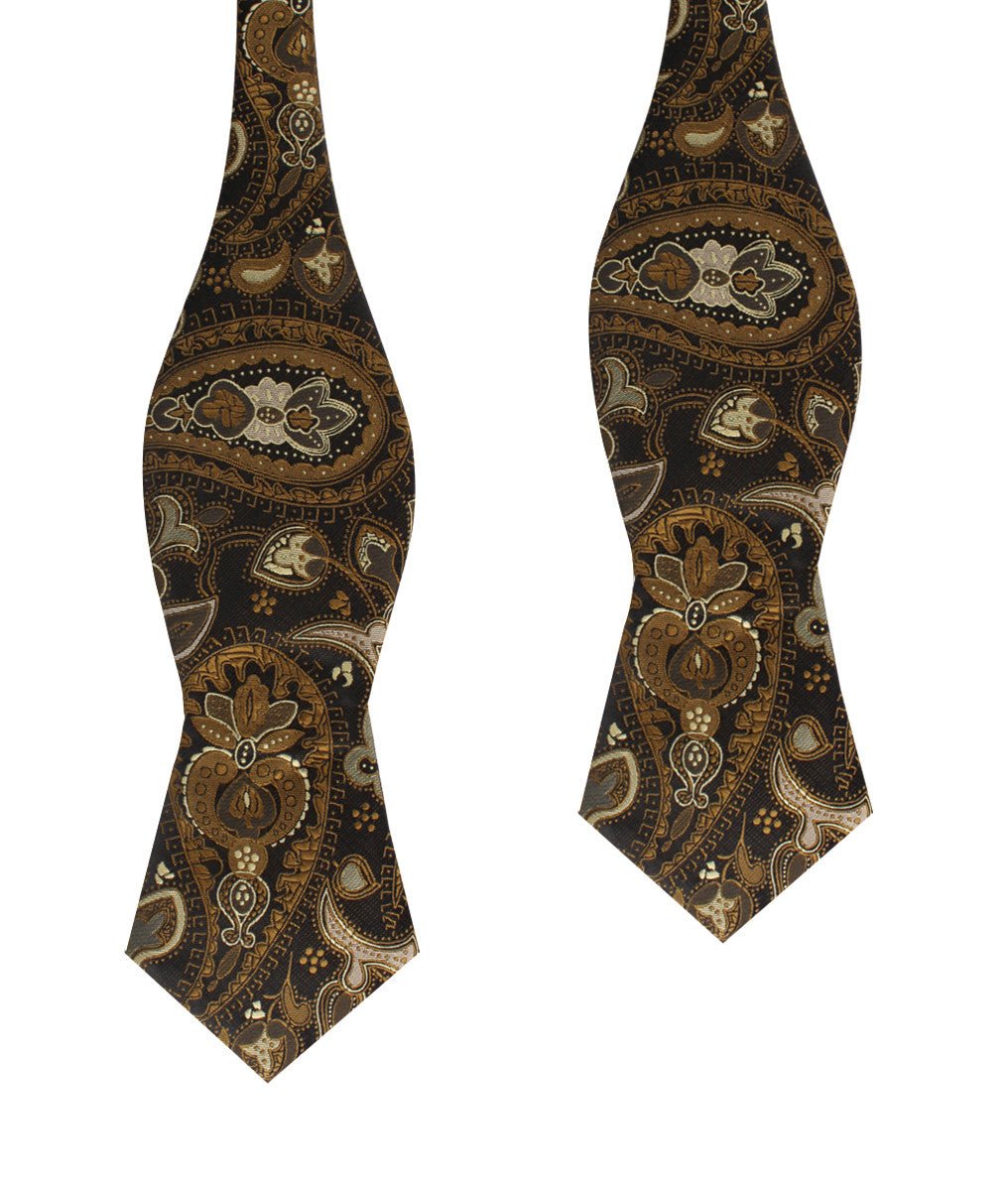 Persian Paisley Brown Diamond Self Bow Tie