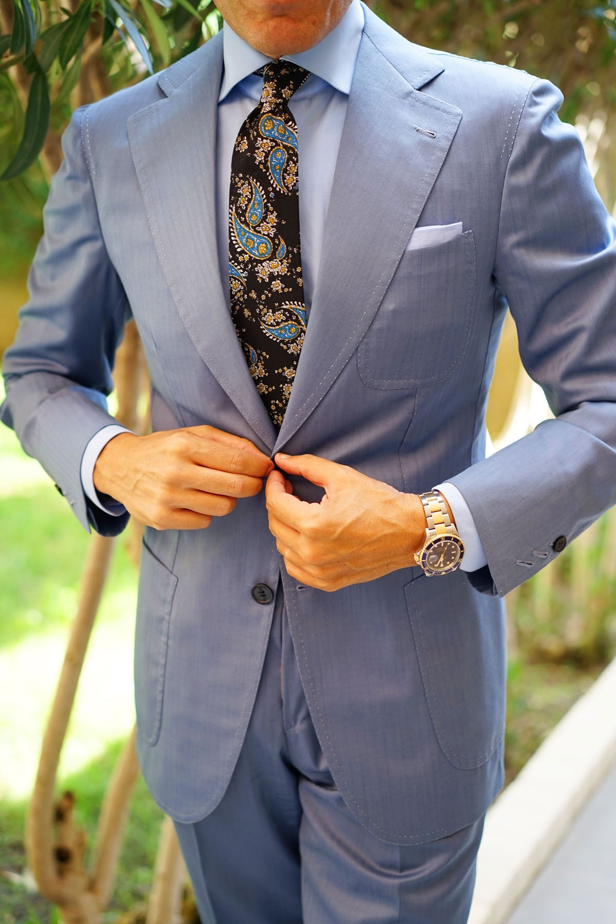 Venetian Lagoon Blue Paisley Tie