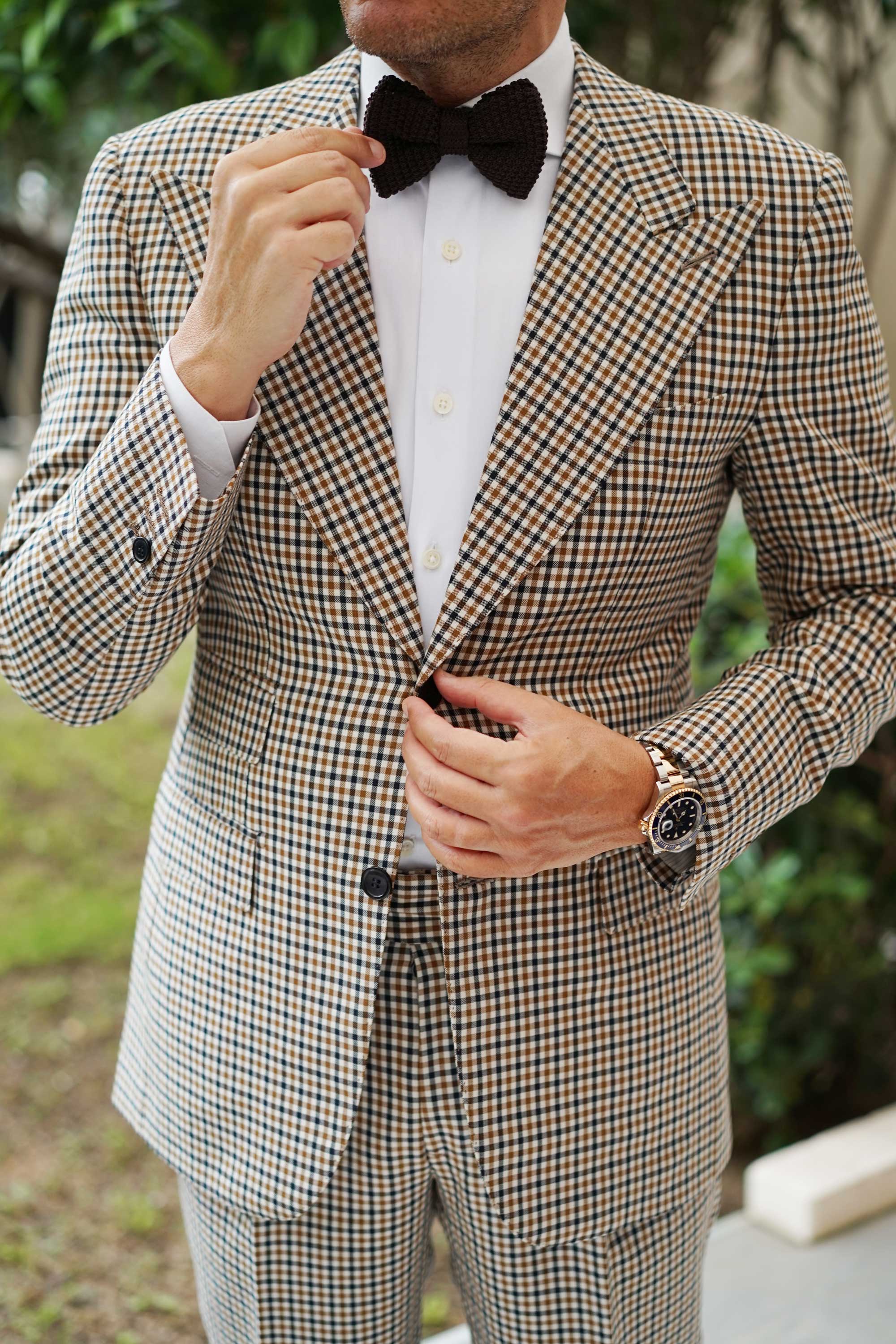 Brown Knitted Bow Tie