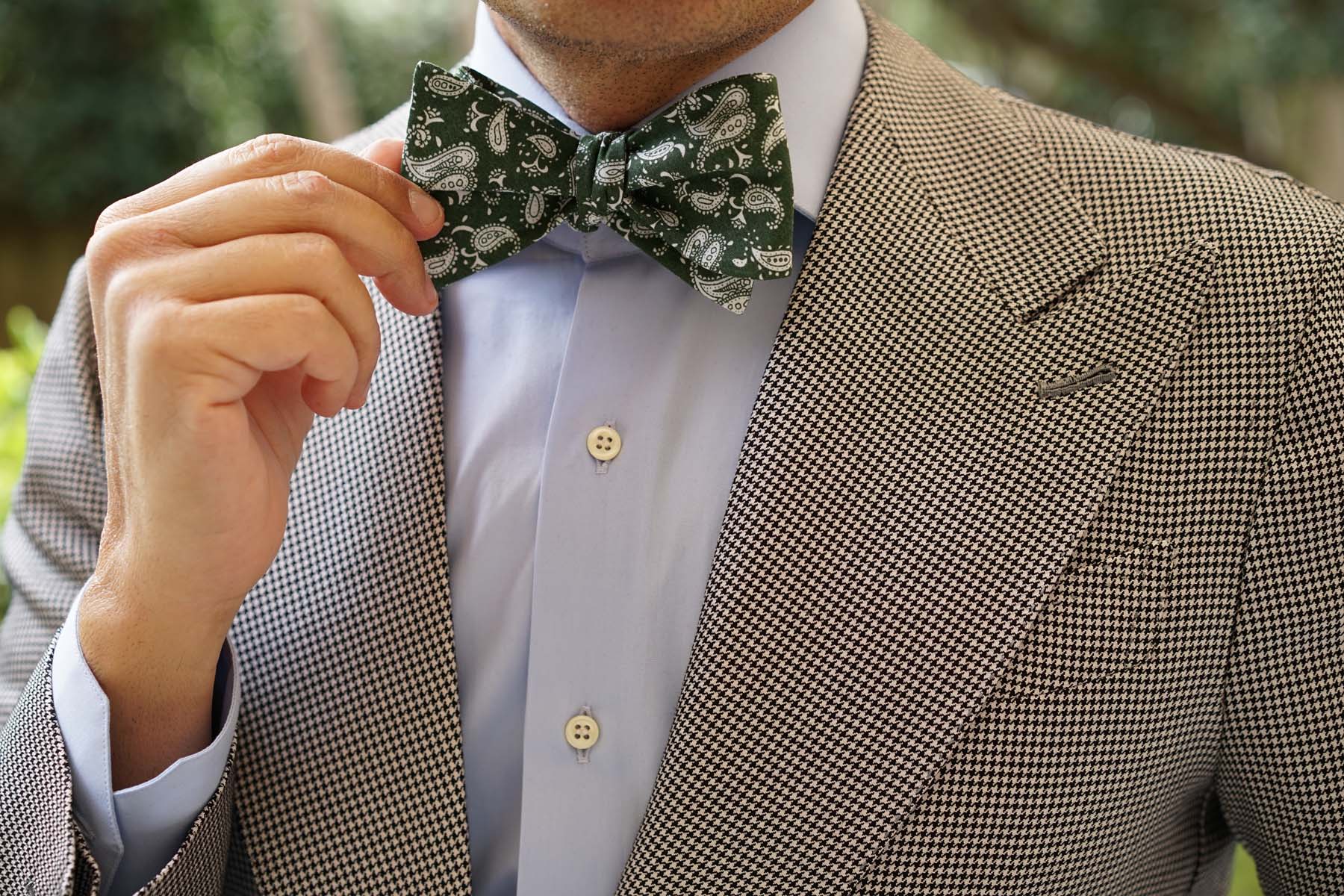 Milan Paisley Green Self Bow Tie