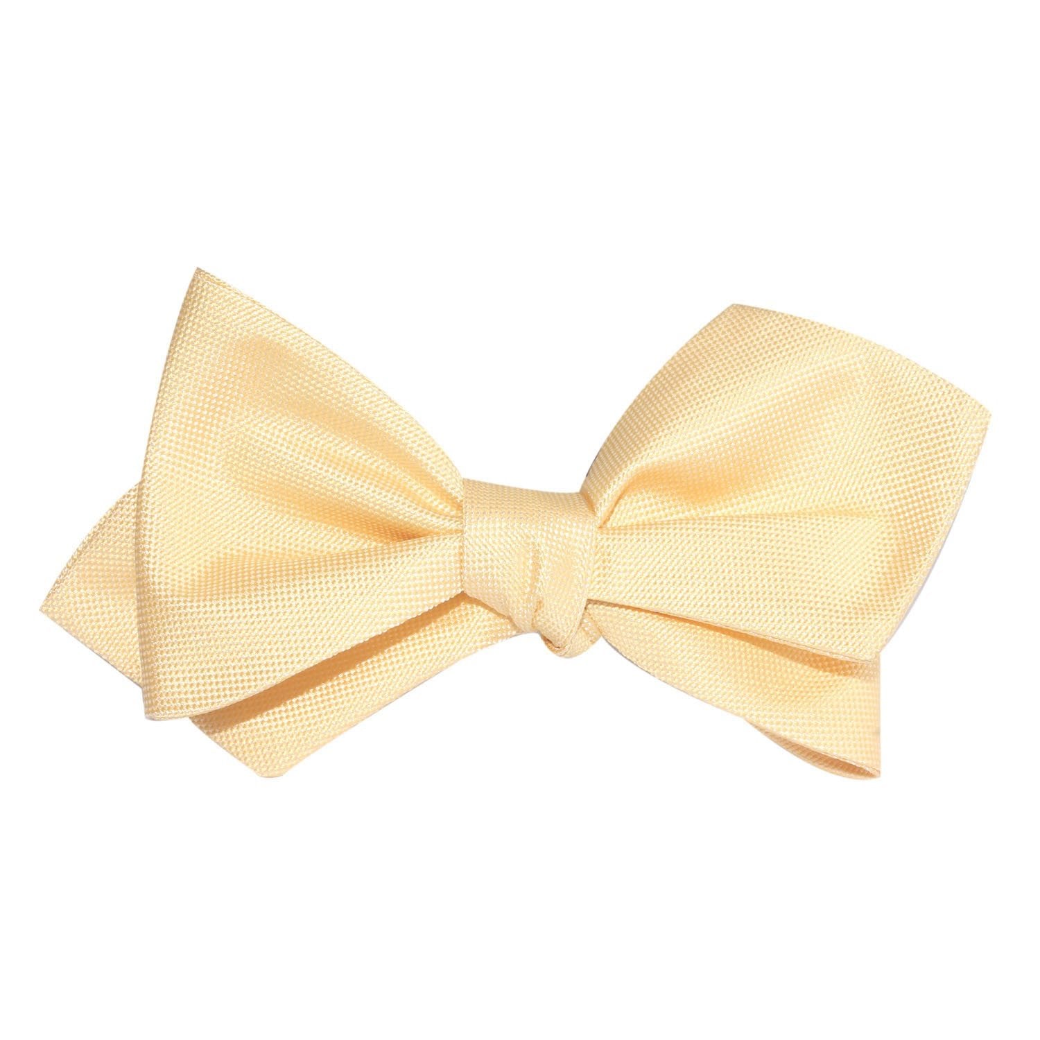 Light Yellow Self Tie Diamond Tip Bow Tie