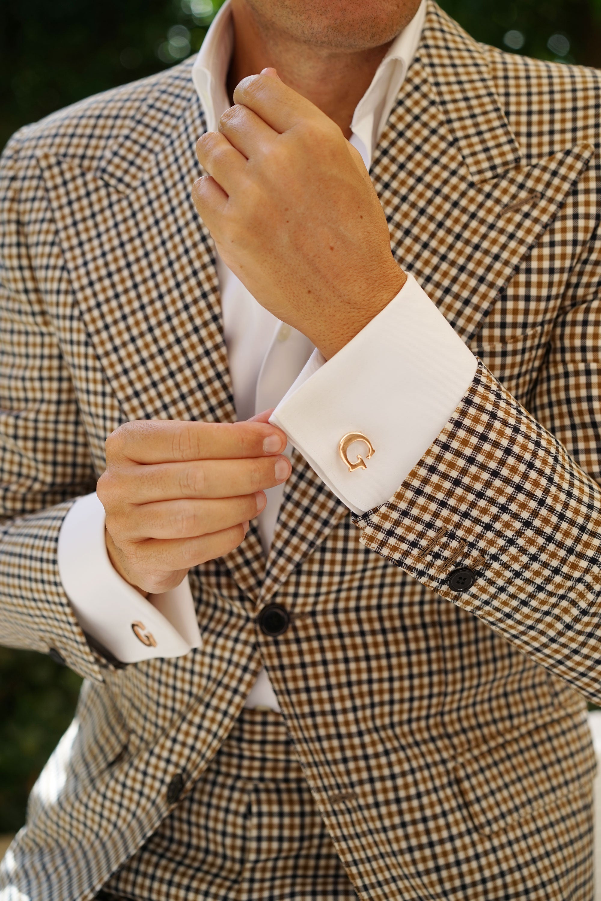 Rose Gold Letter G Cufflinks