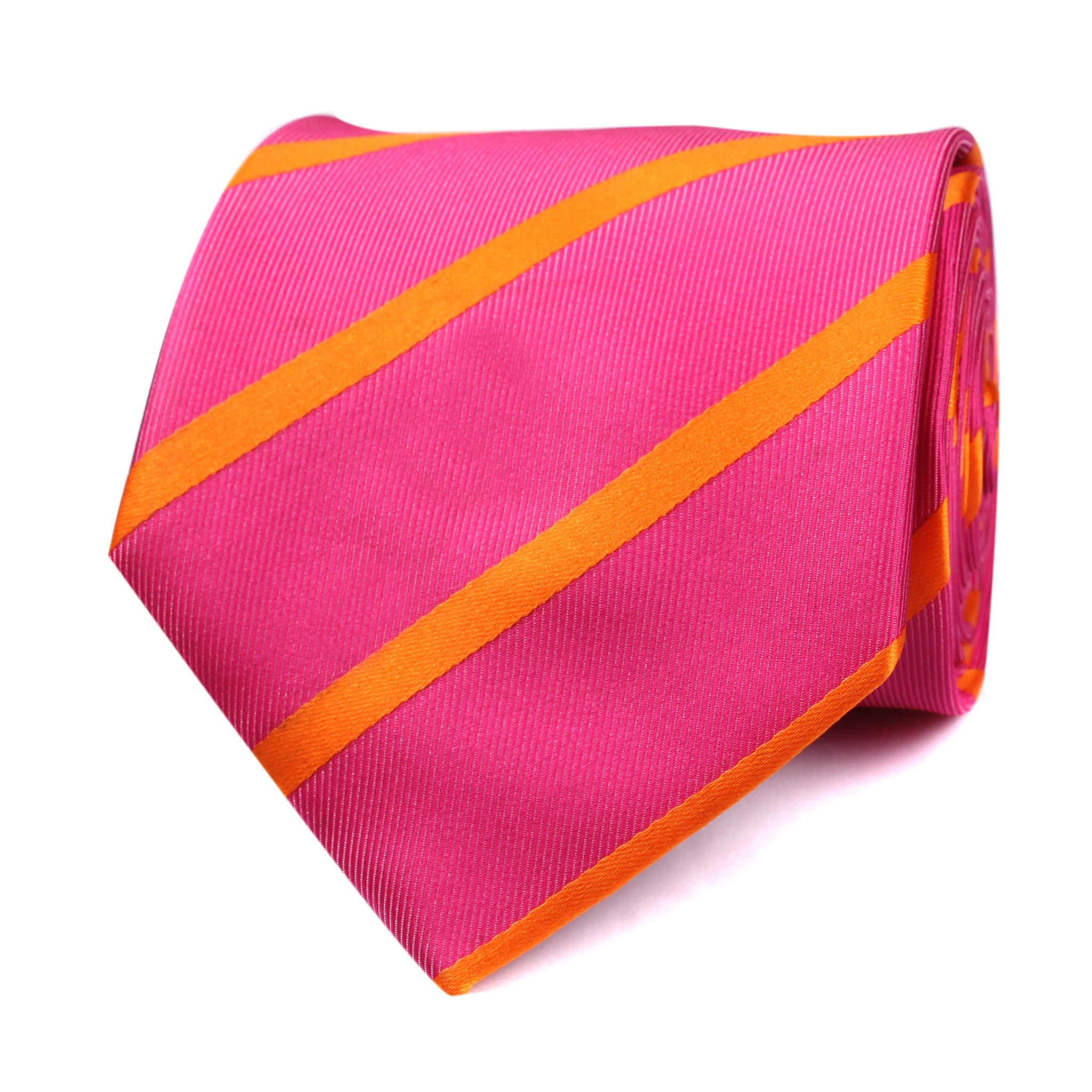 Hot Pink with Orange Diagonal Tie