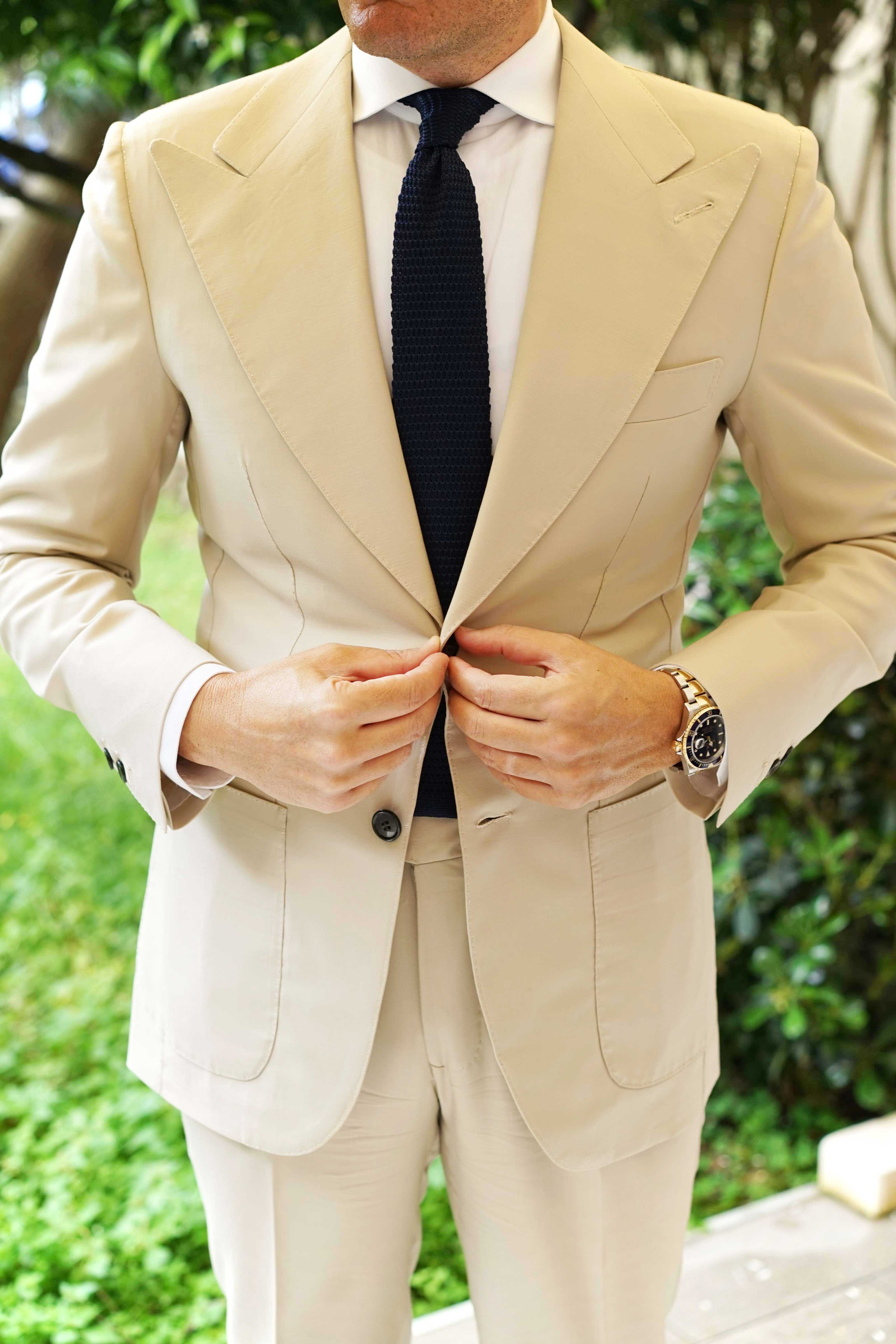 Navy Blue Knitted Tie