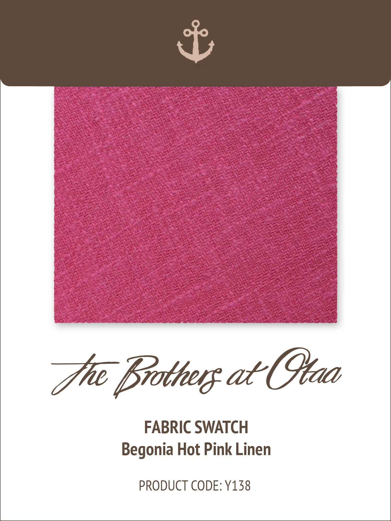 Fabric Swatch (Y138) - Begonia Hot Pink Linen