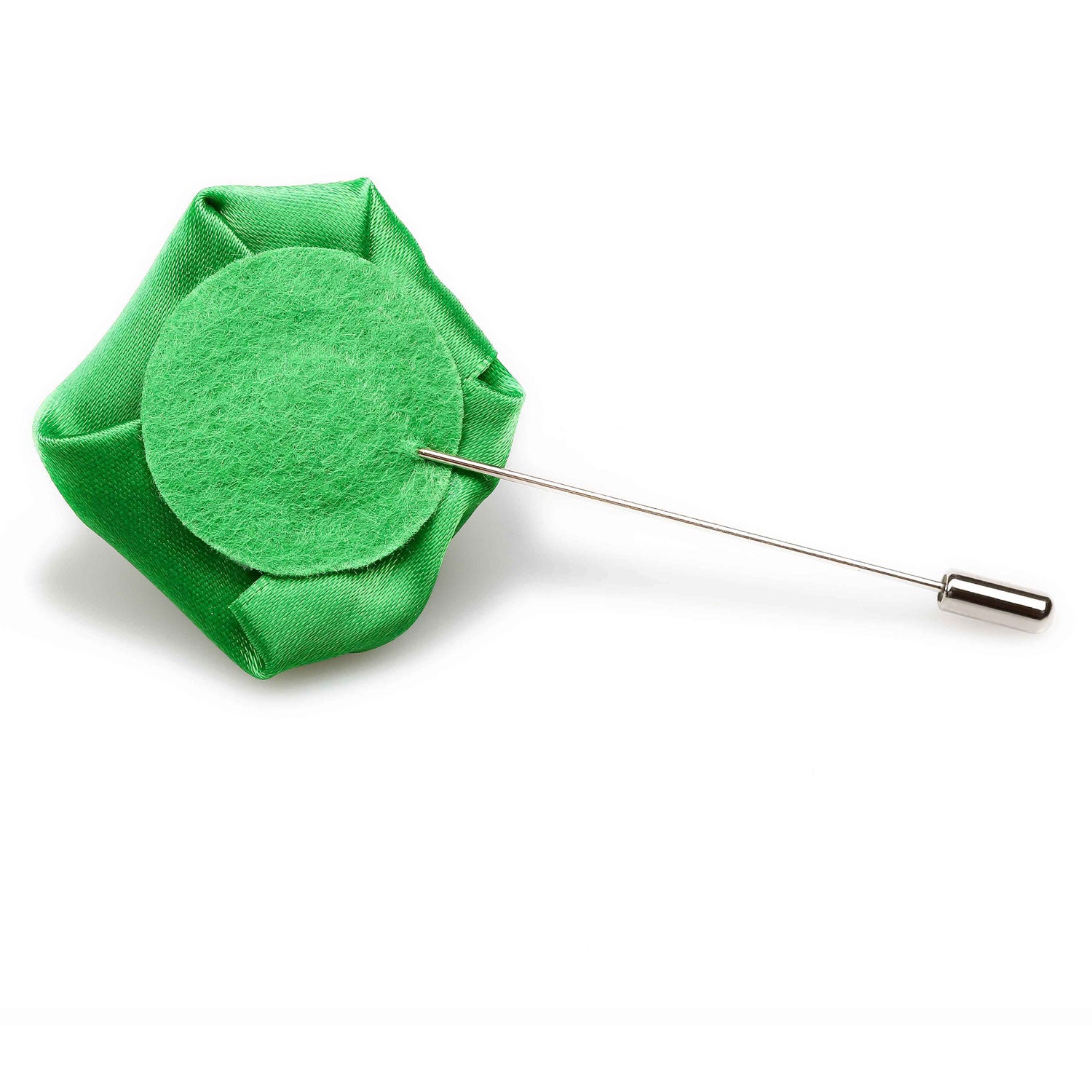 Emerald Green Satin Rose Lapel Pin