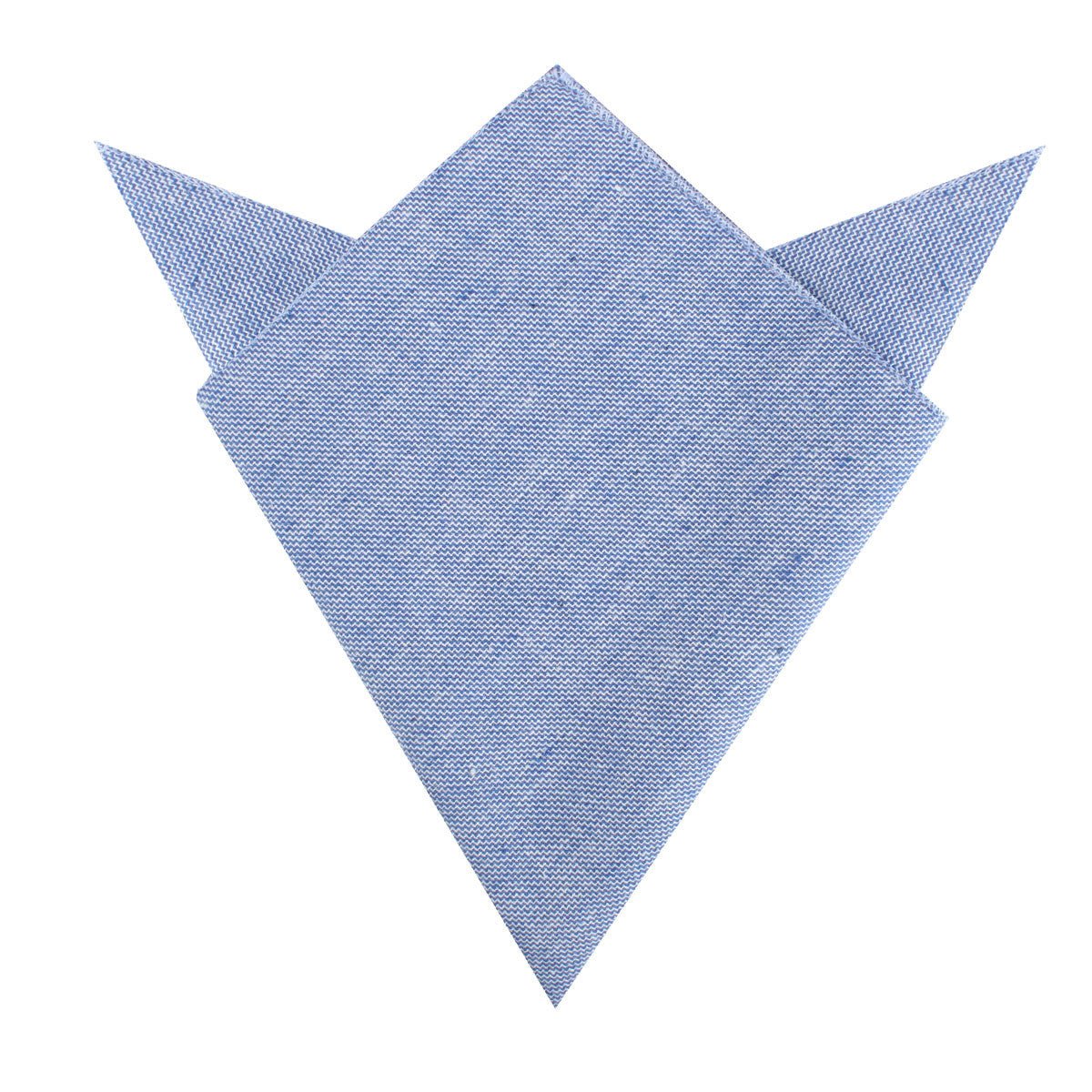 Santorini Blue Zig Zag Linen Pocket Square