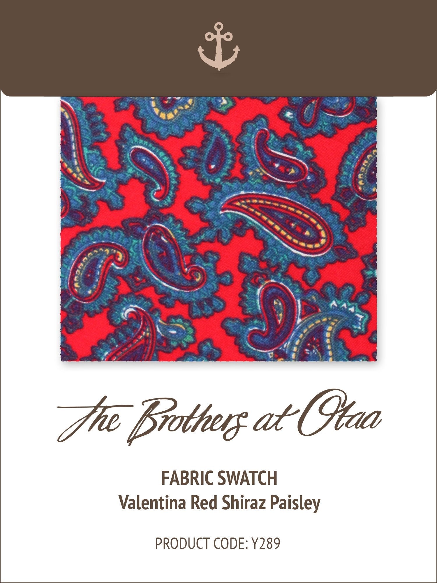 Fabric Swatch (Y289) - Valentina Red Shiraz Paisley