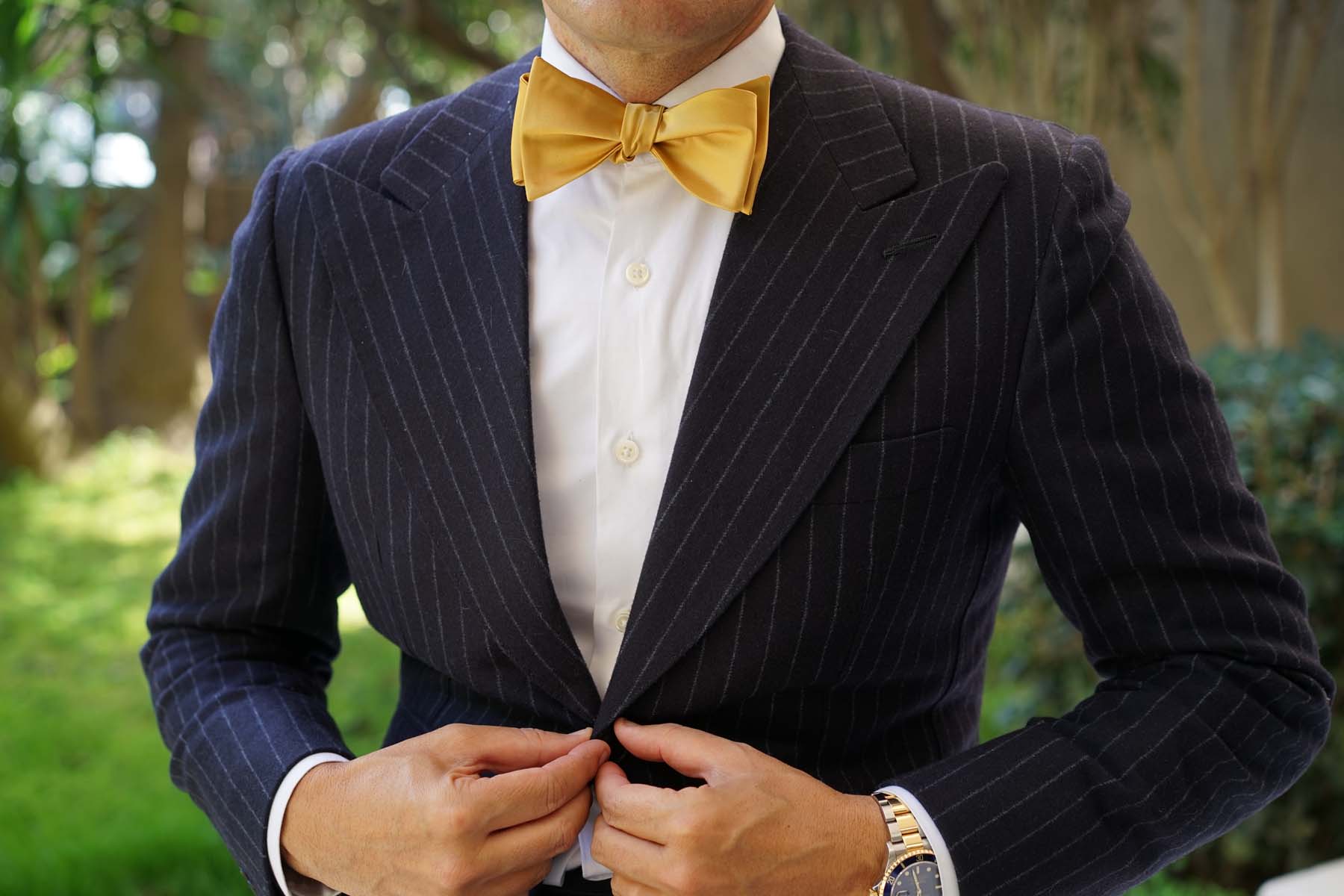 Gold Satin Self Bow Tie