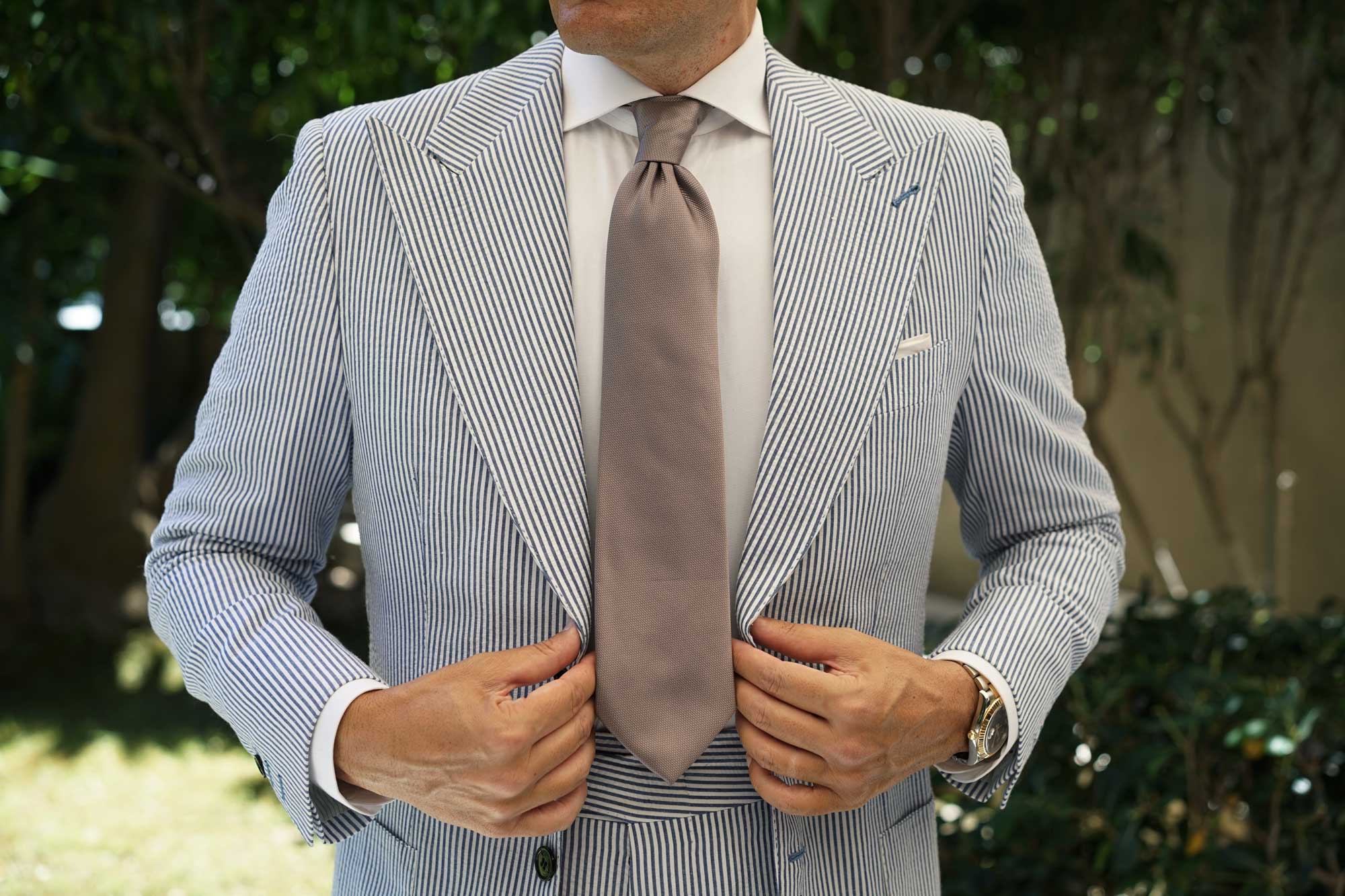 Portobello Beige Weave Necktie