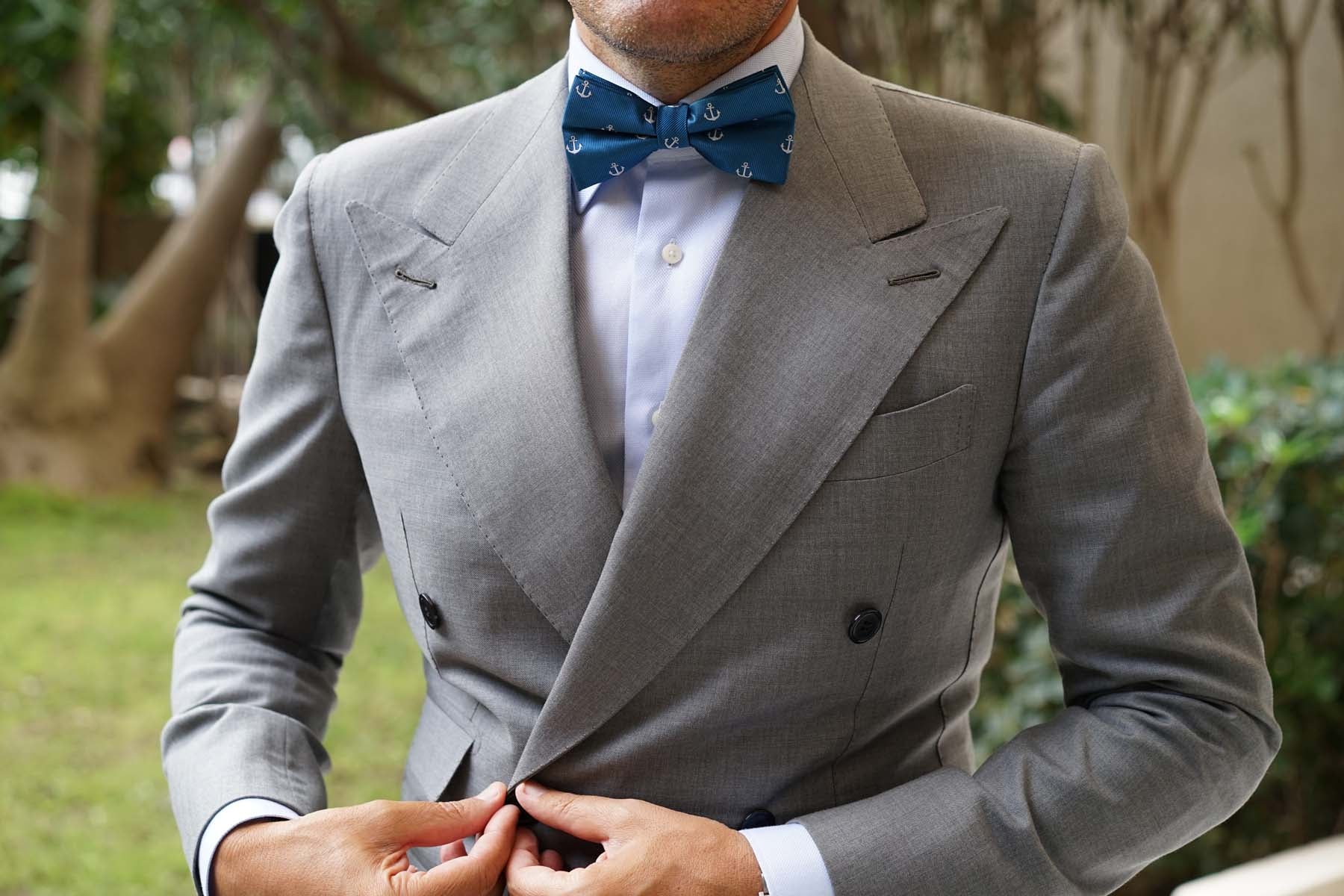 The OTAA Teal Blue Anchor Bow Tie