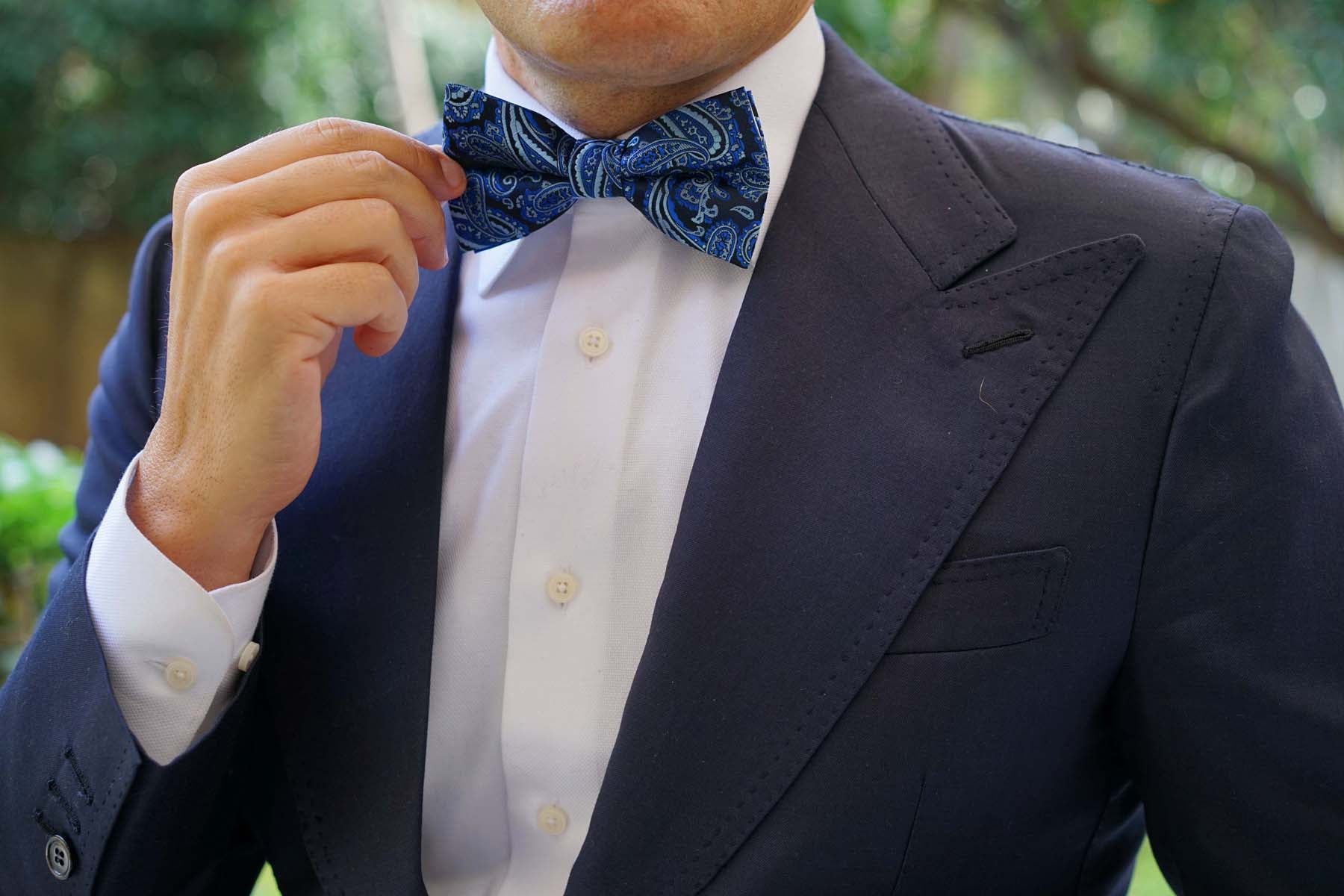 Paisley Black and Blue Bow Tie