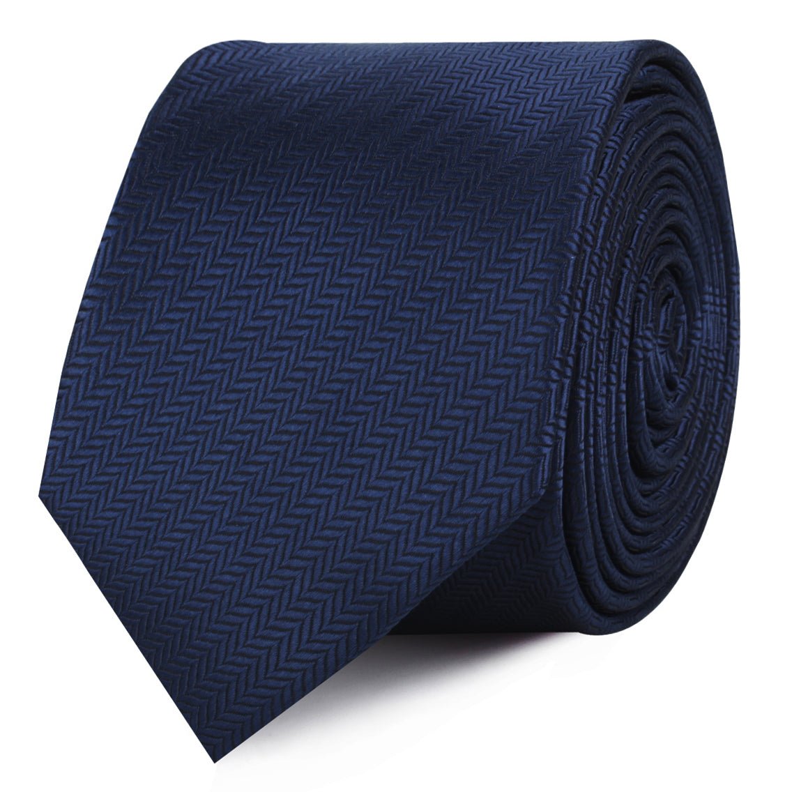 Indigo Blue Herringbone Skinny Tie