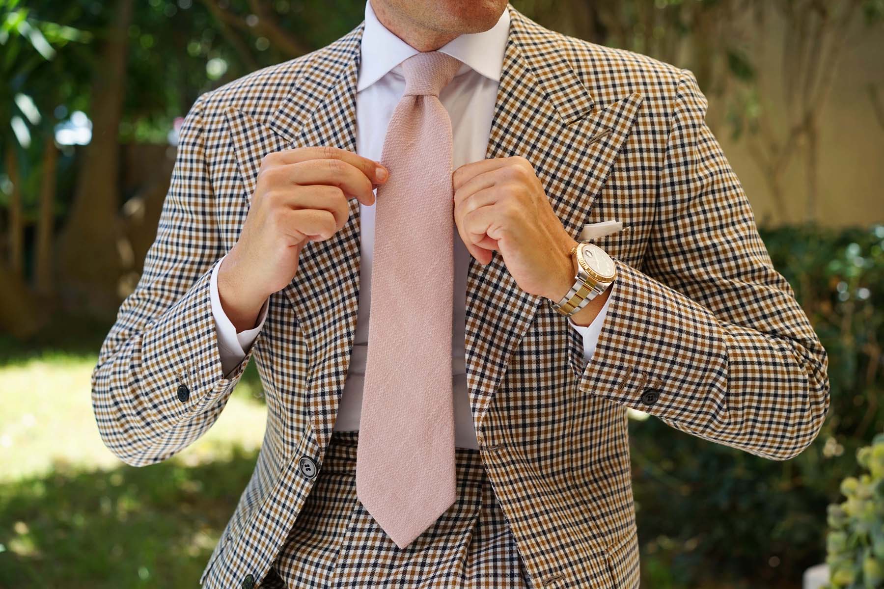 Dusty Beige Pink Linen Necktie