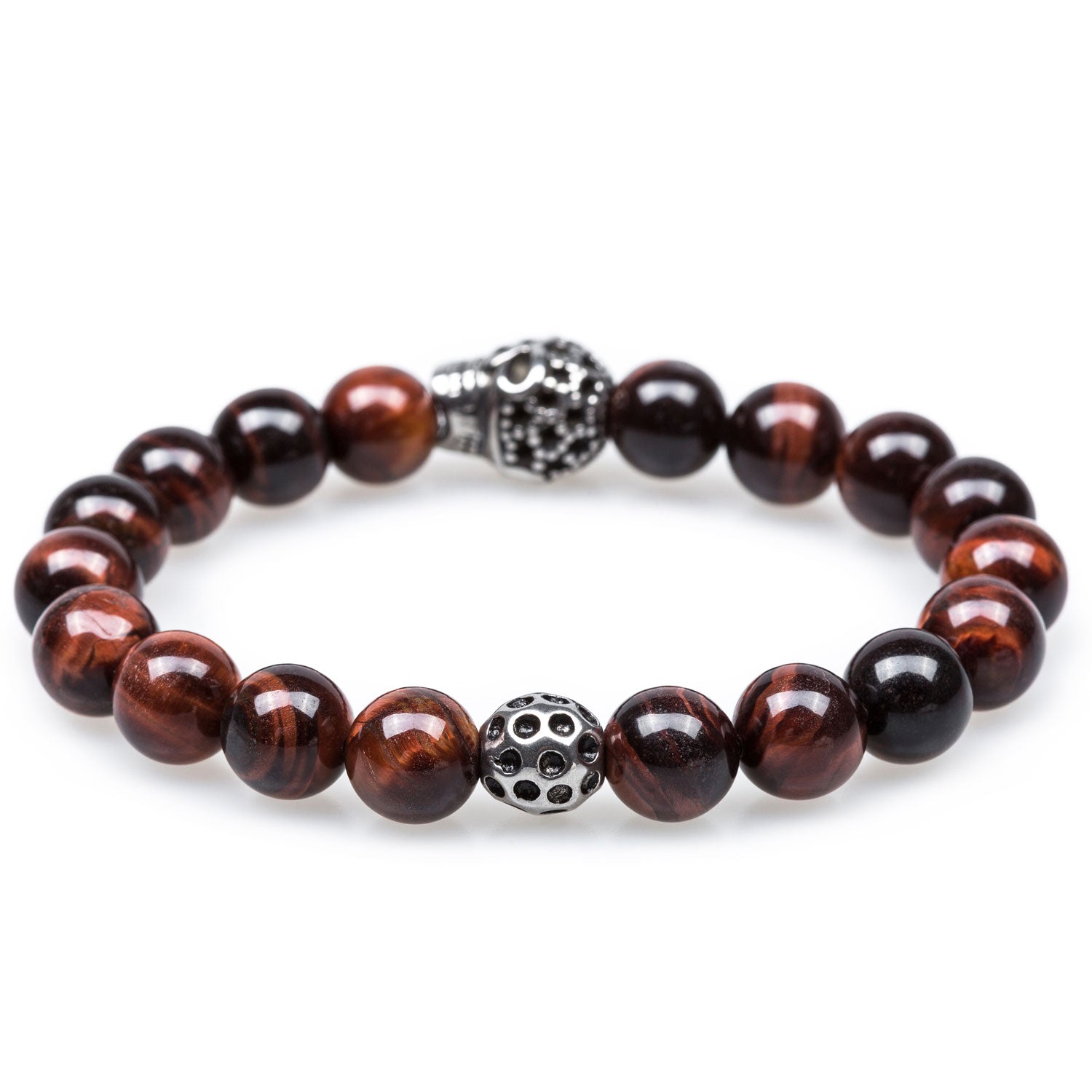 Red Tiger Eye Pirate Skull Bracelet