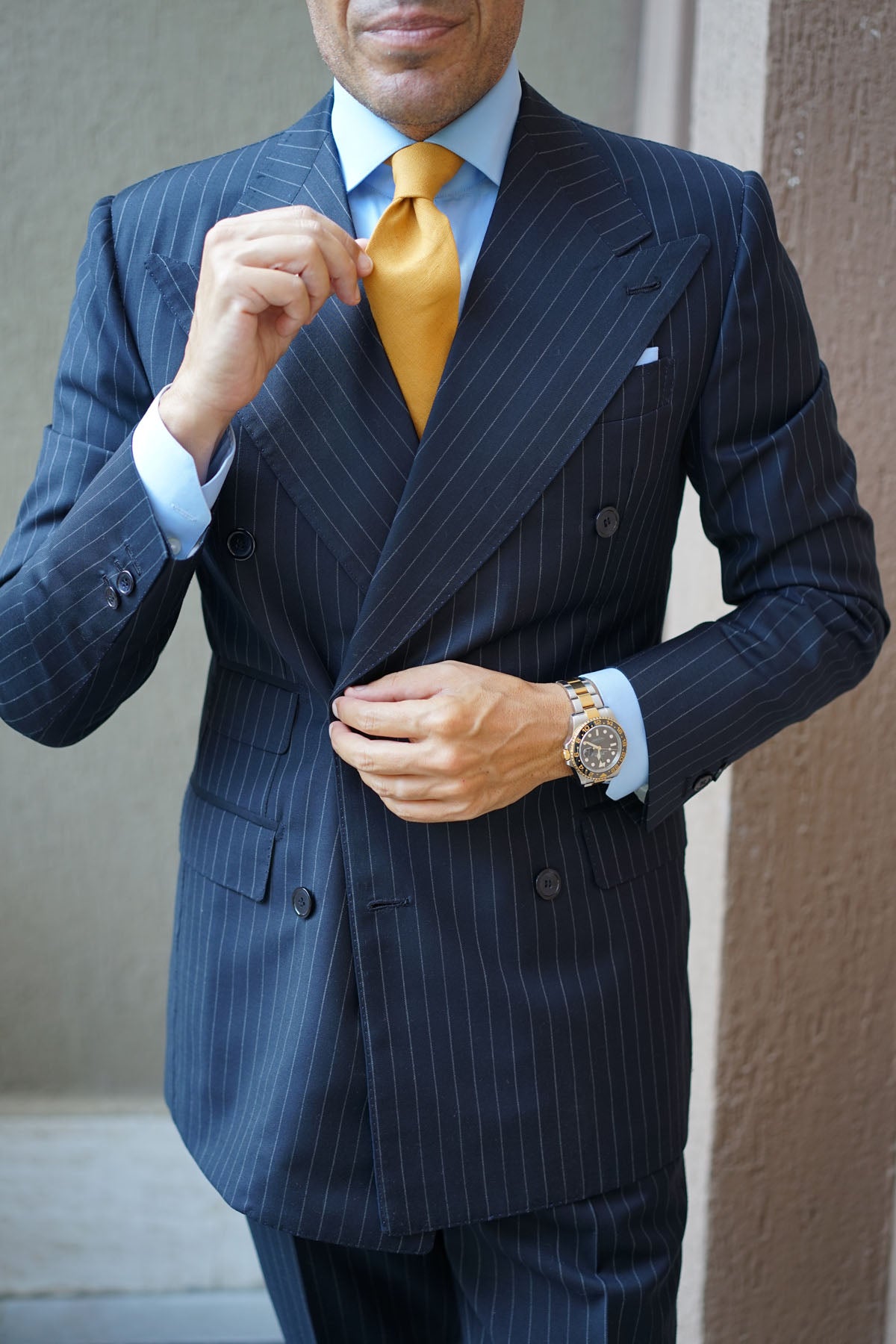 Mustard Yellow Slub Linen Tie