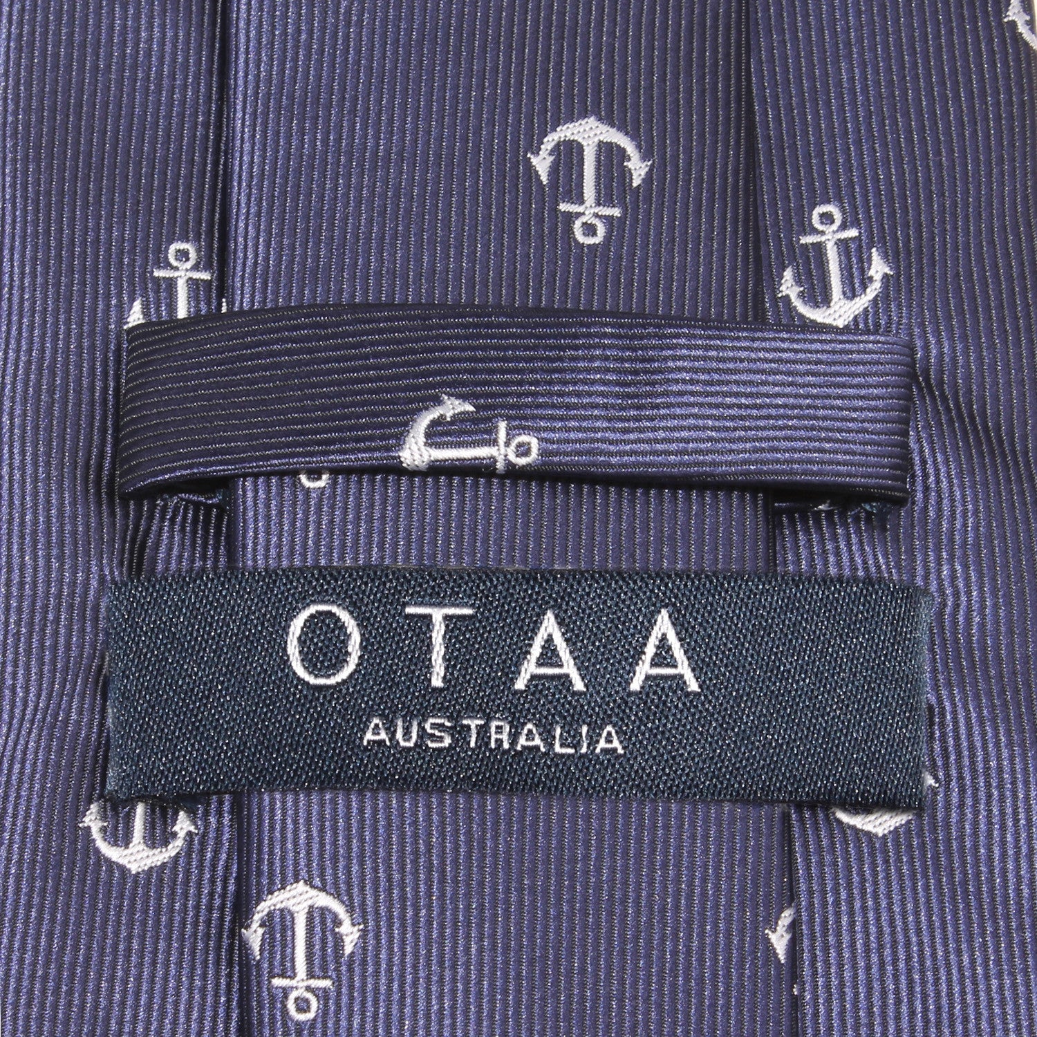 The OTAA Navy Blue Anchor Skinny Tie