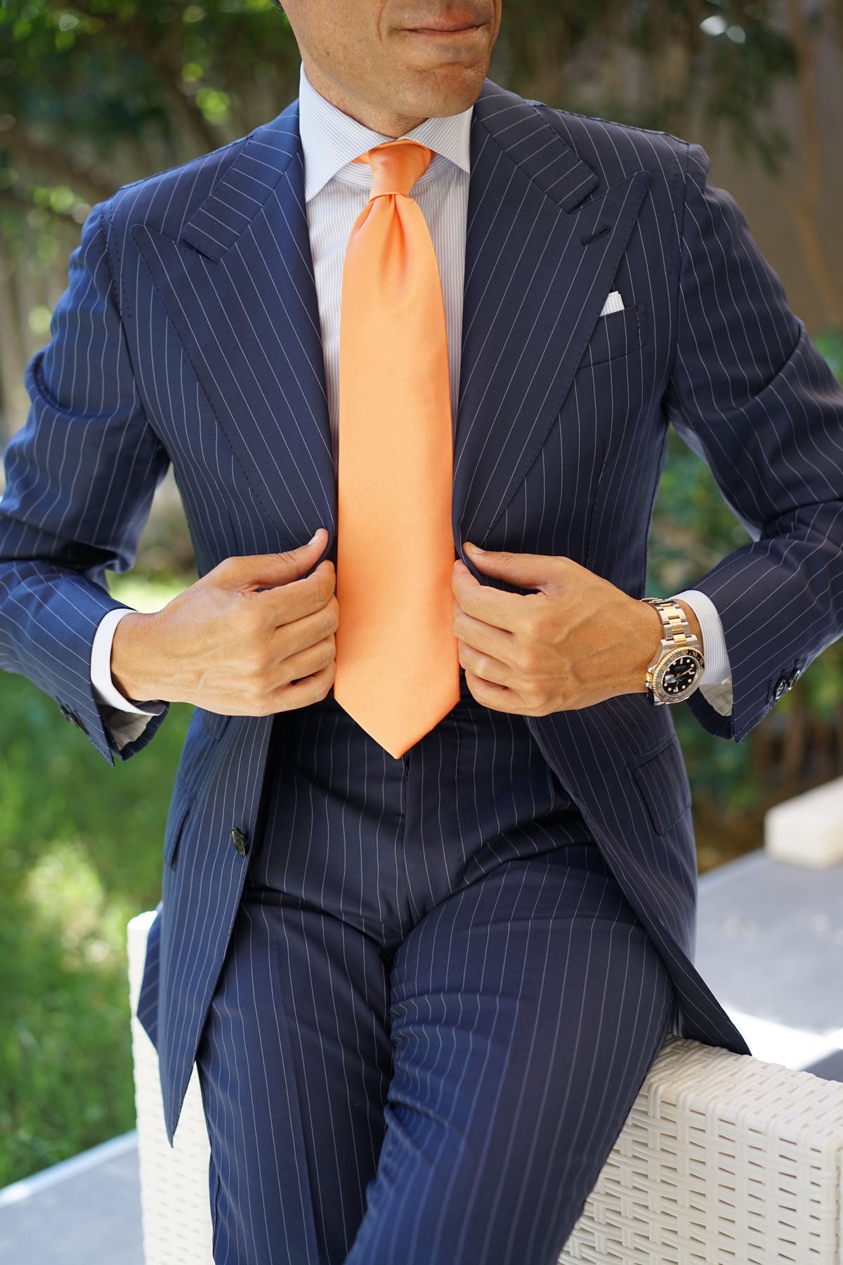 Orange Tangerine Satin Necktie