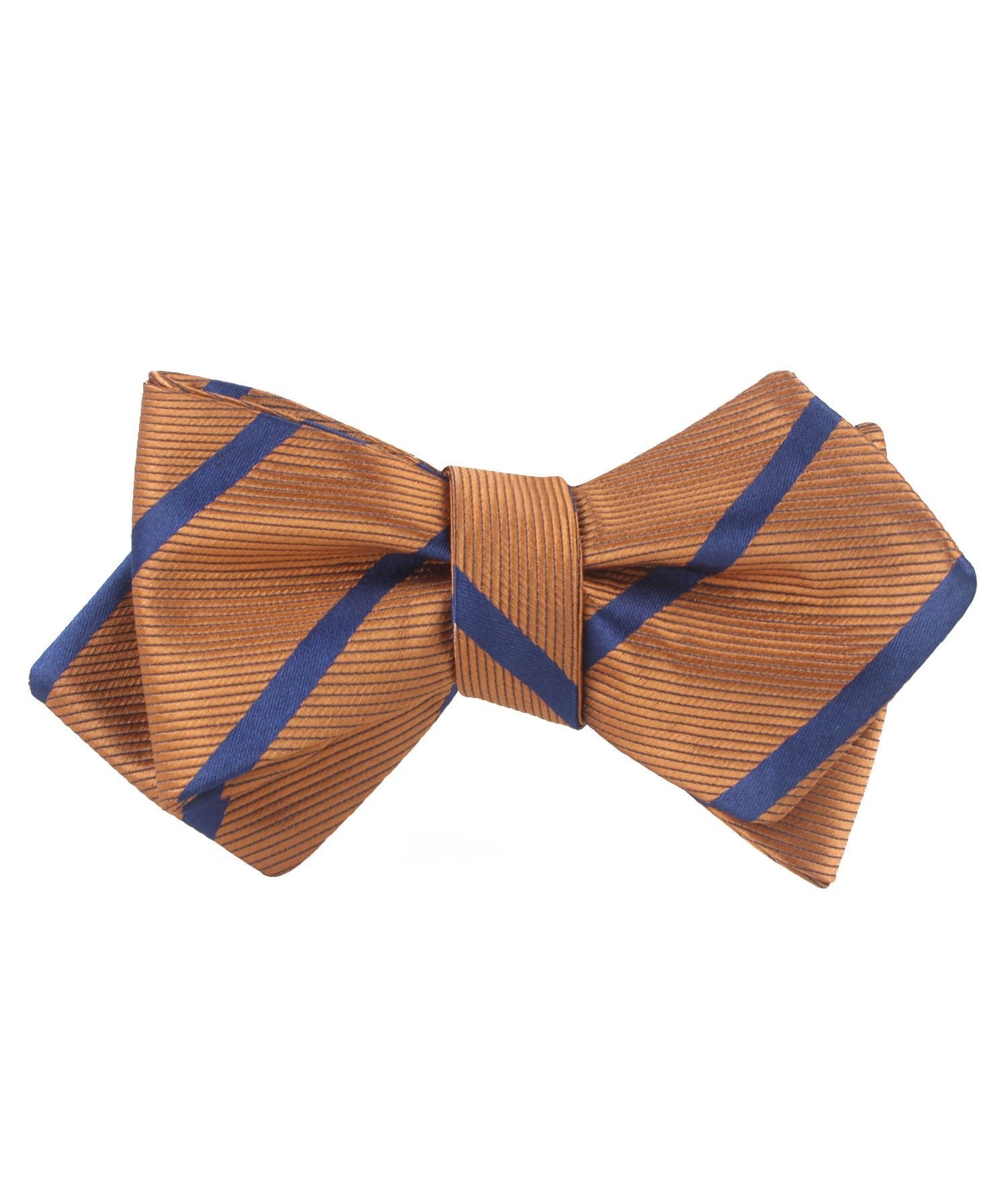 Golden Brown Pencil Stripe Diamond Self Bow Tie