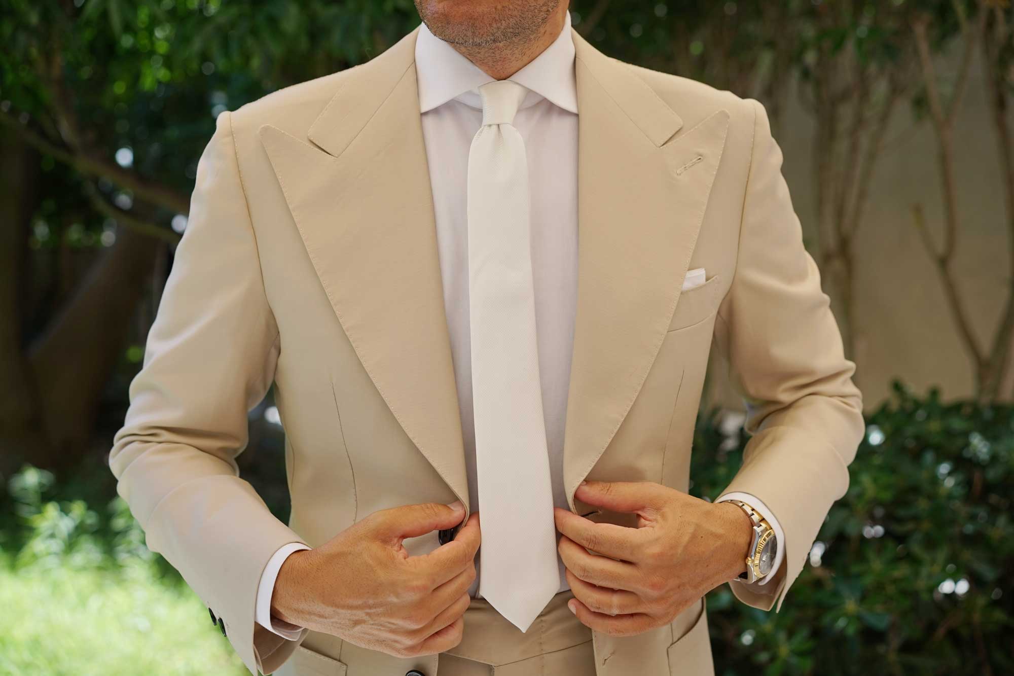 Ivory Crisp Twill Skinny Tie