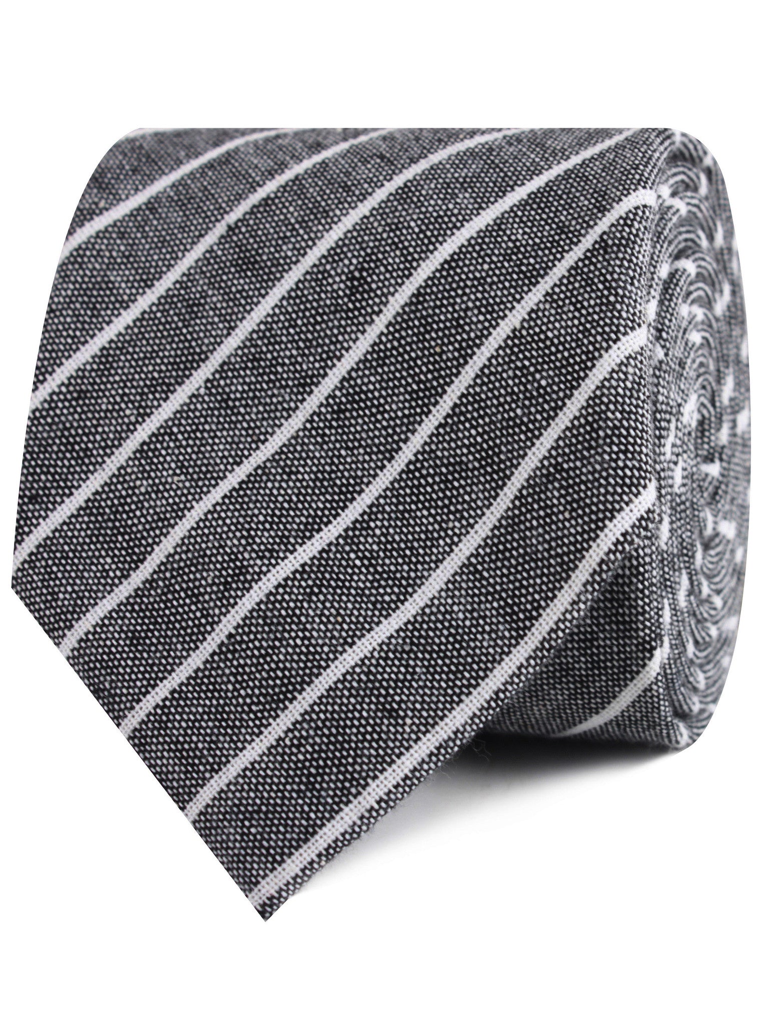 Kettle Linen Black Pinstripe Tie