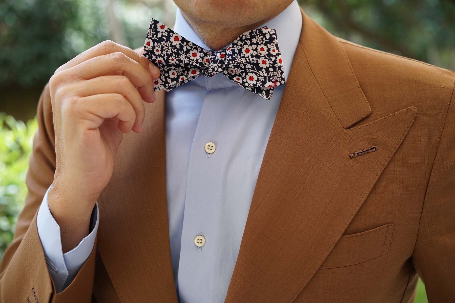 New York Navy Floral Self Bow Tie