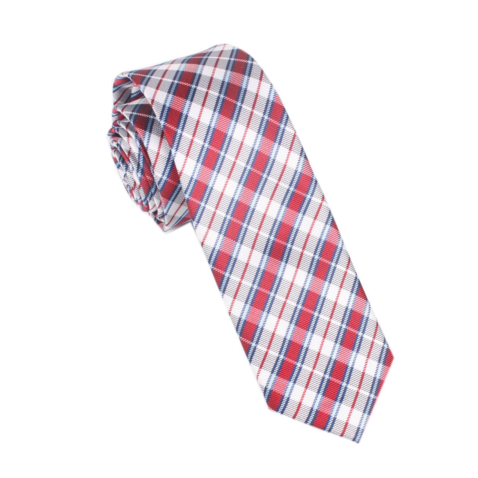 Tango Maroon with Blue Stripes Skinny Tie