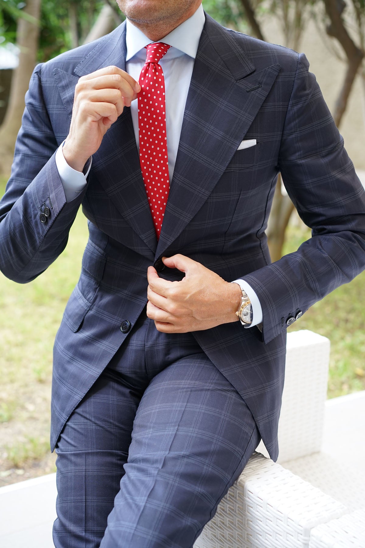 Royal Red Polka Dots Skinny Tie