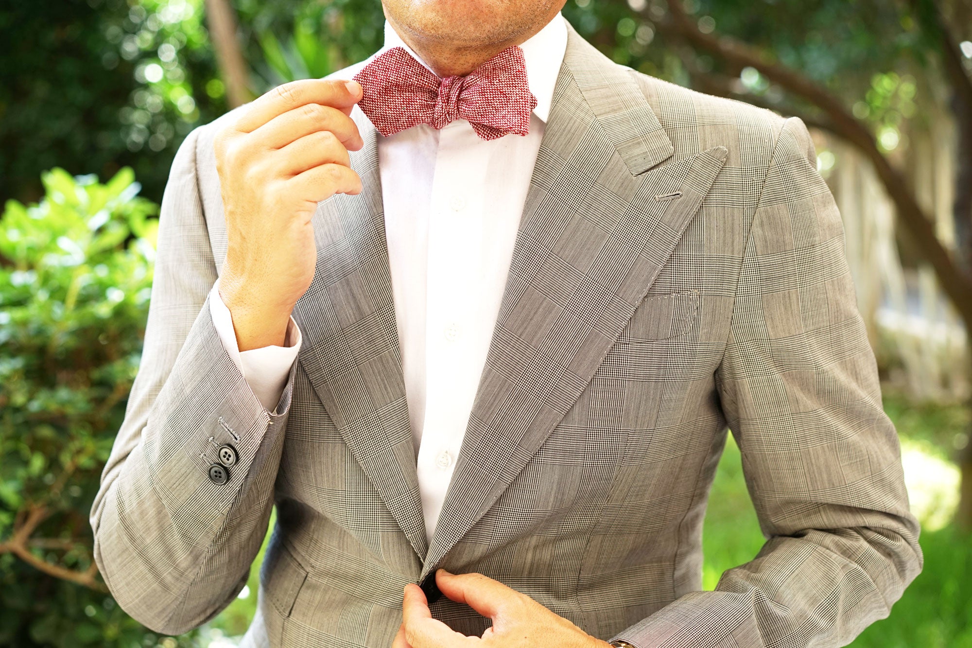 Burgundy Sharkskin Diamond Self Bow Tie