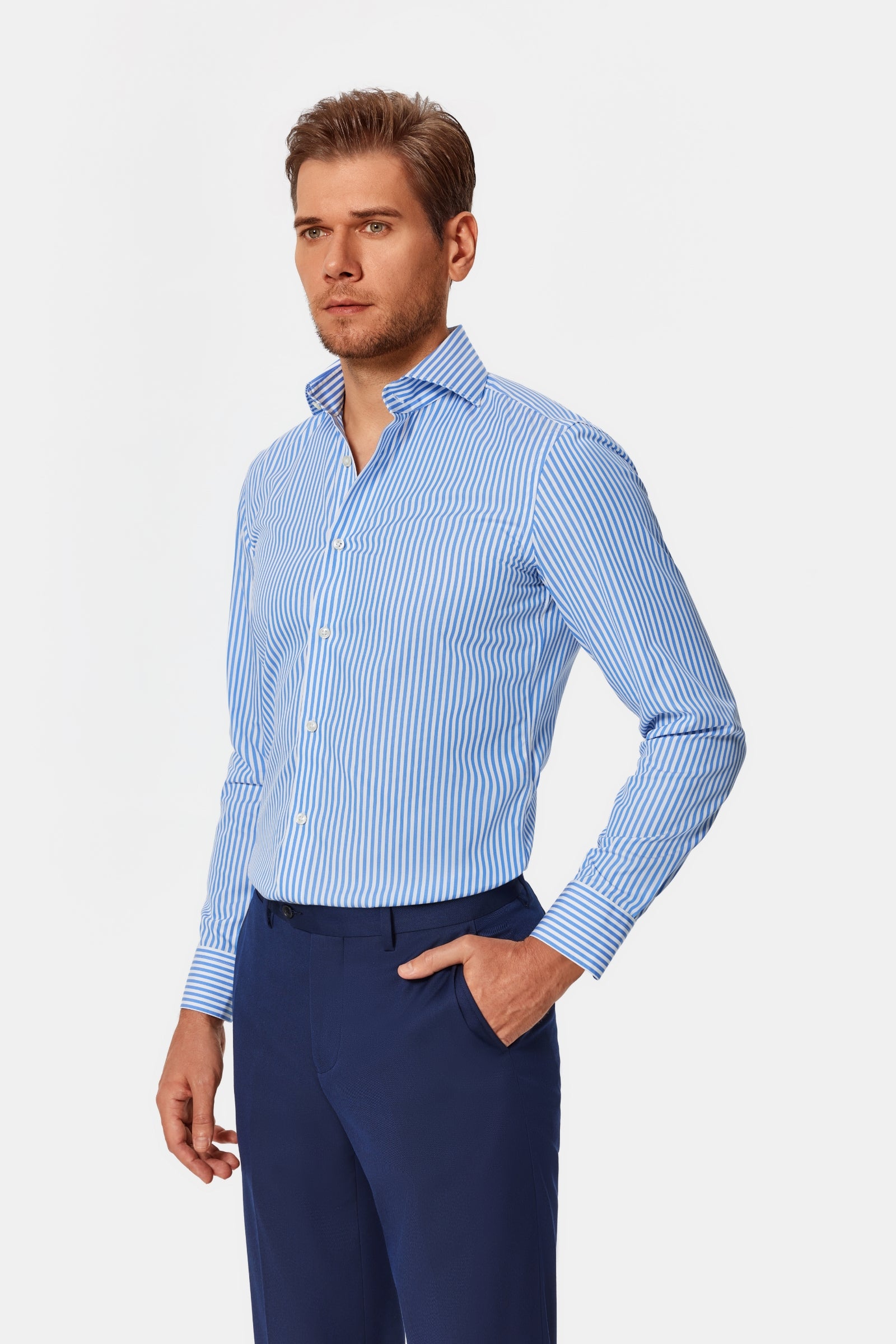 Brentley Blue Stripe Poplin Shirt