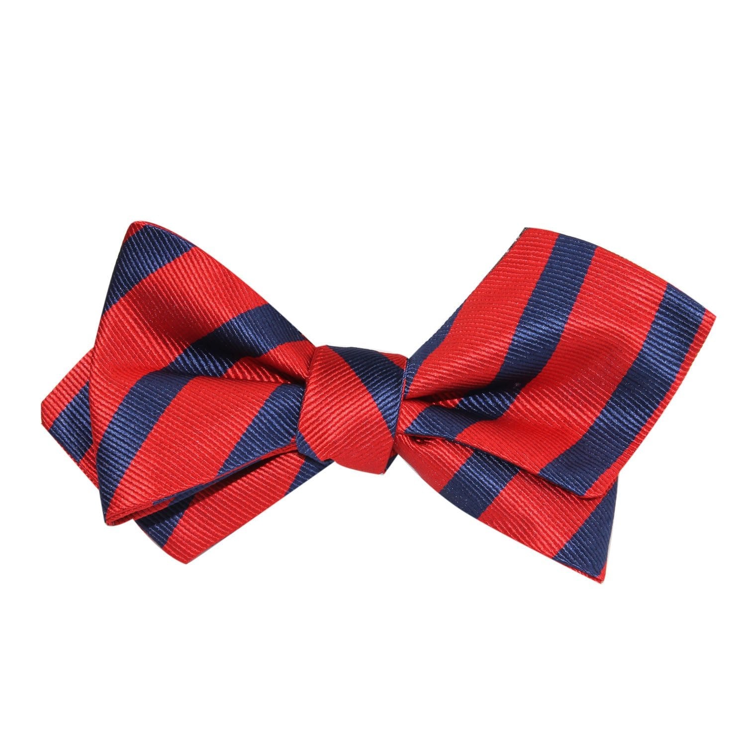 Red and Navy Blue Striped Self Tie Diamond Tip Bow Tie