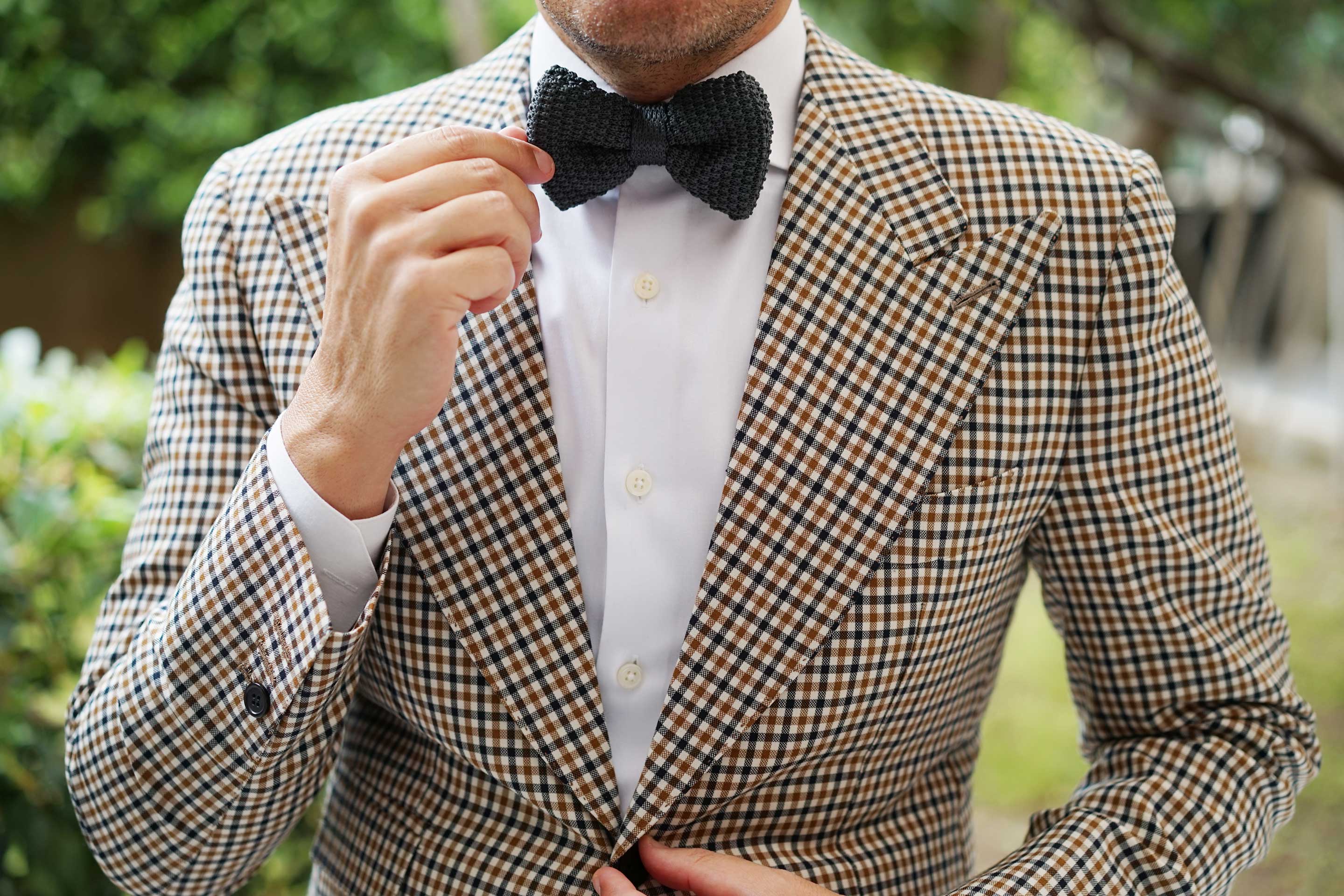 Dark Grey Knitted Bow Tie