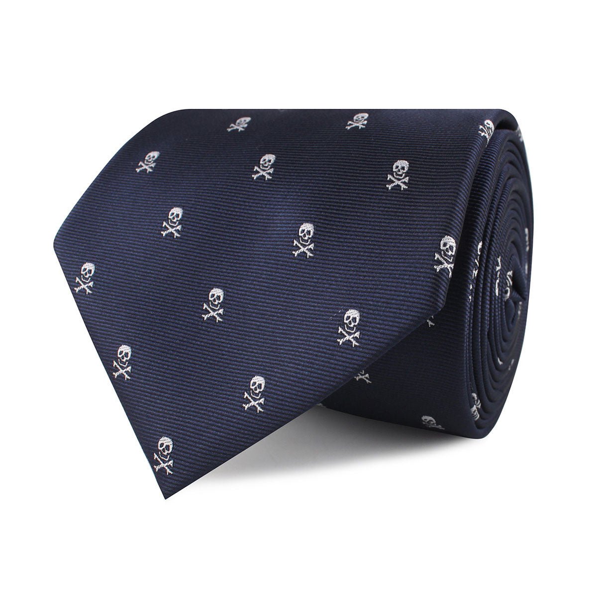 Navy Blue Pirate Skull Necktie