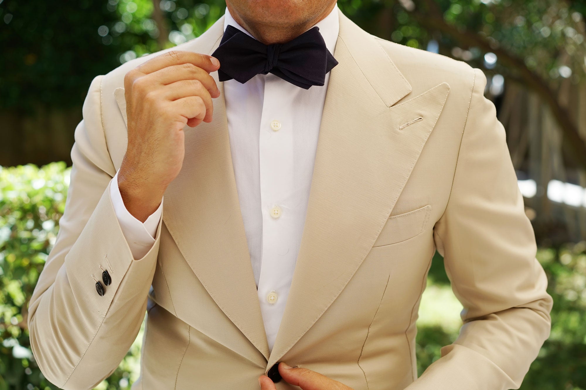 Navy Blue Cotton Self Tie Diamond Bow Tie