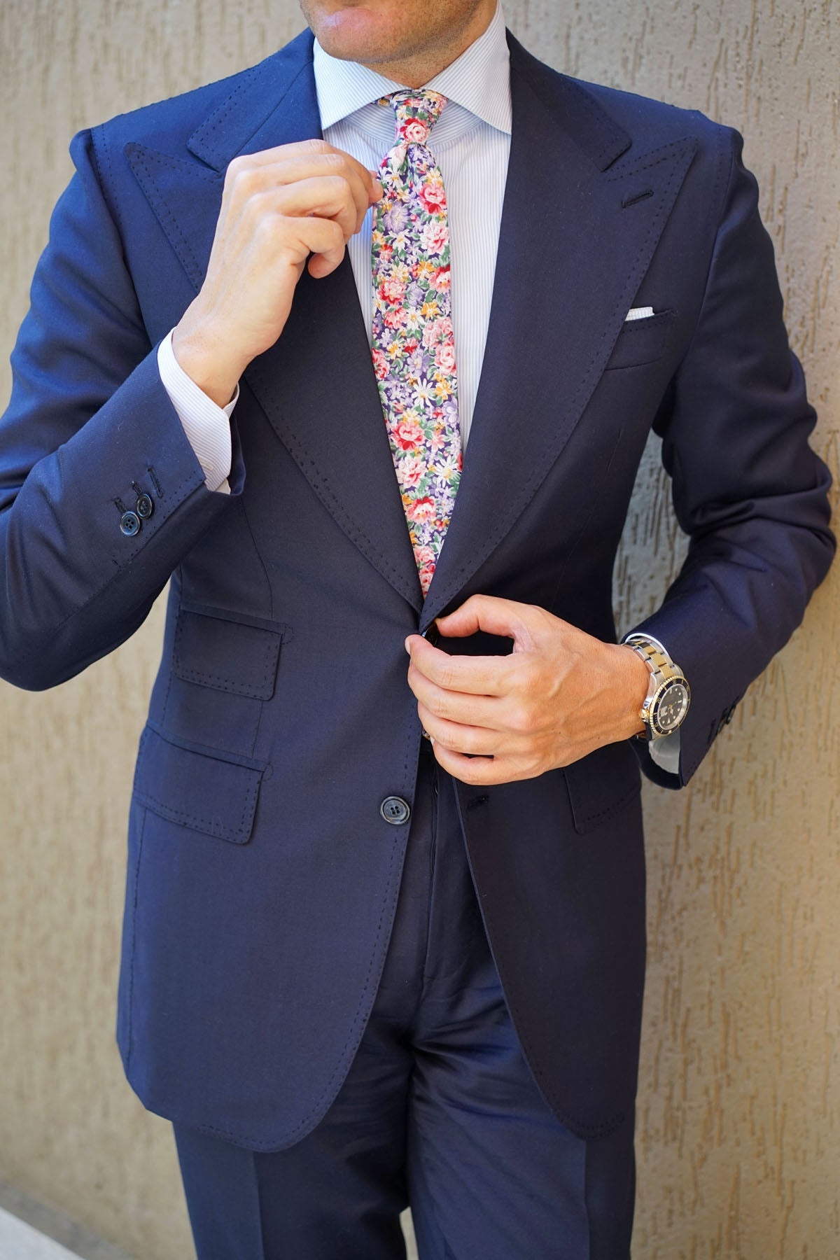 Purple Giverny Floral Skinny Tie