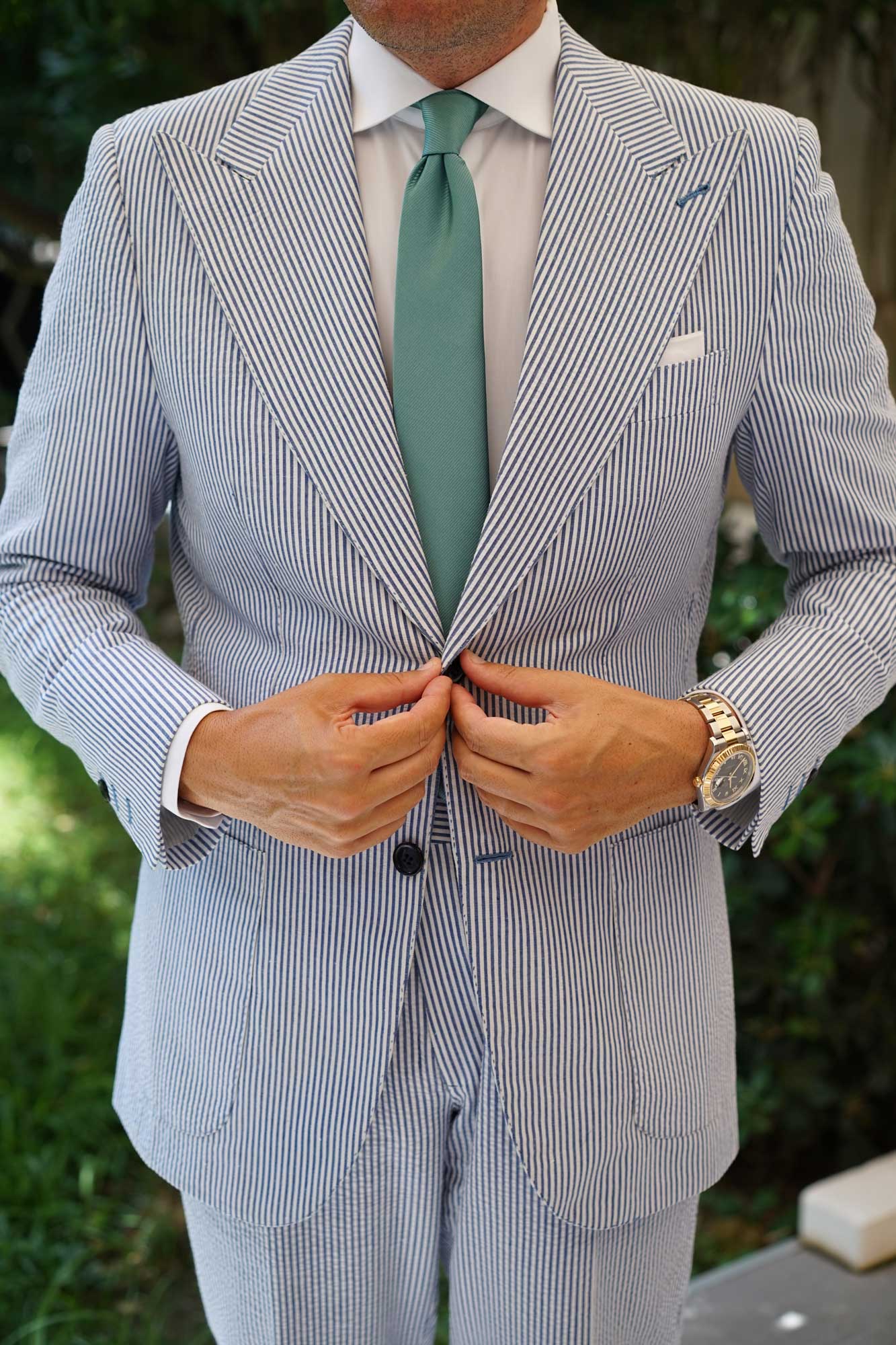 Viridian Green Twill Skinny Tie