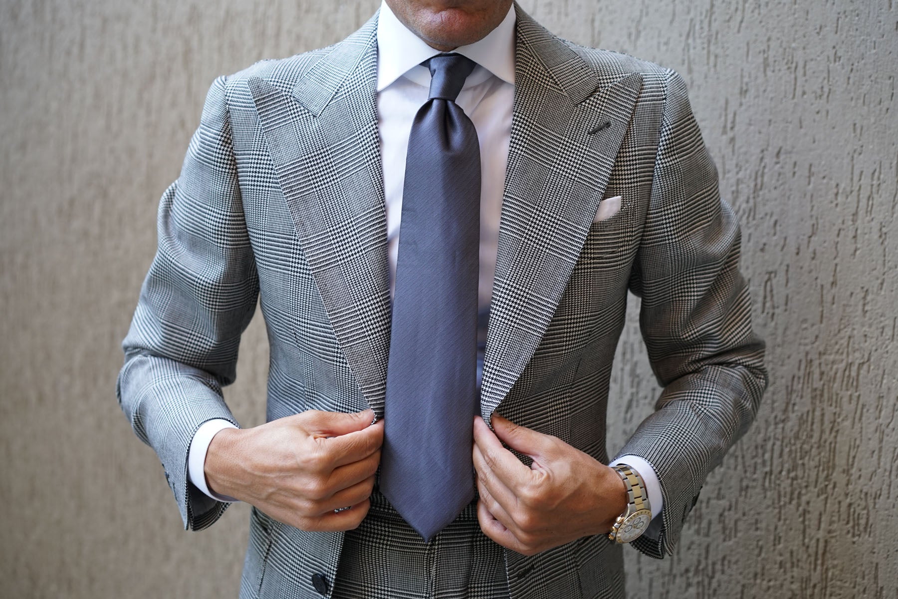 Dark Grey Herringbone Necktie