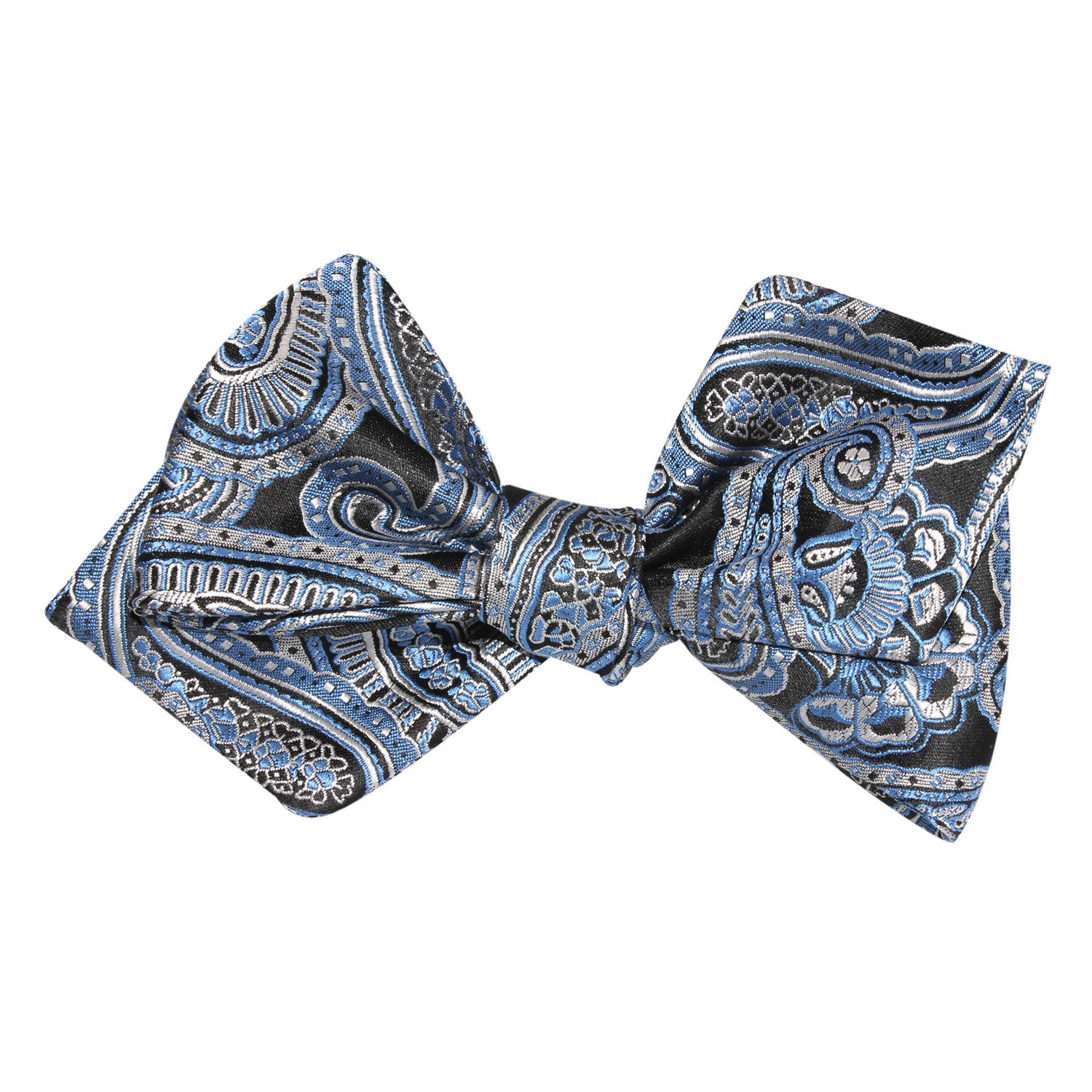 Paisley Blue Self Tie Diamond Tip Bow Tie